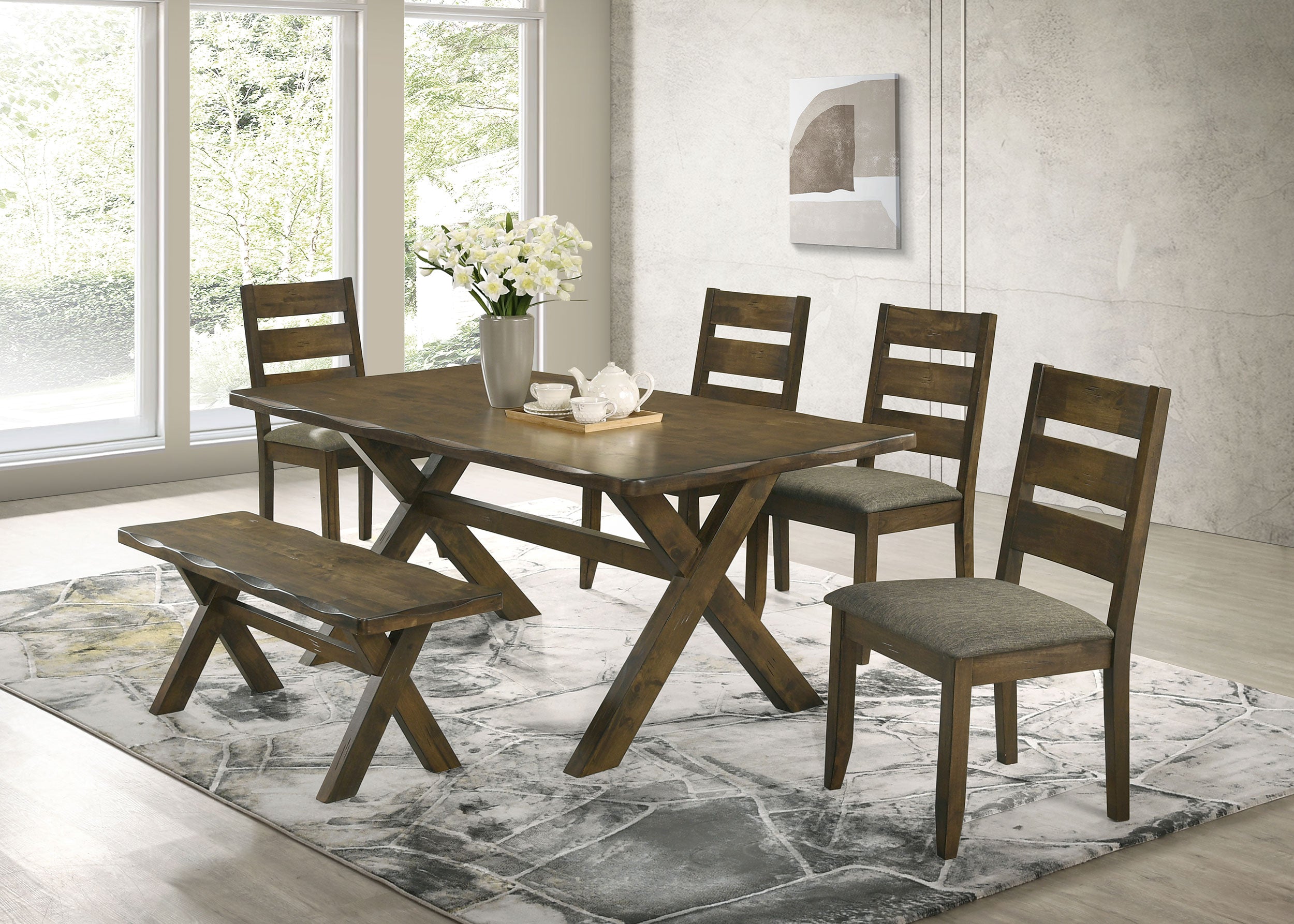 Alston 6-piece Rectangular Dining Table Set Knotty Nutmeg — view 1