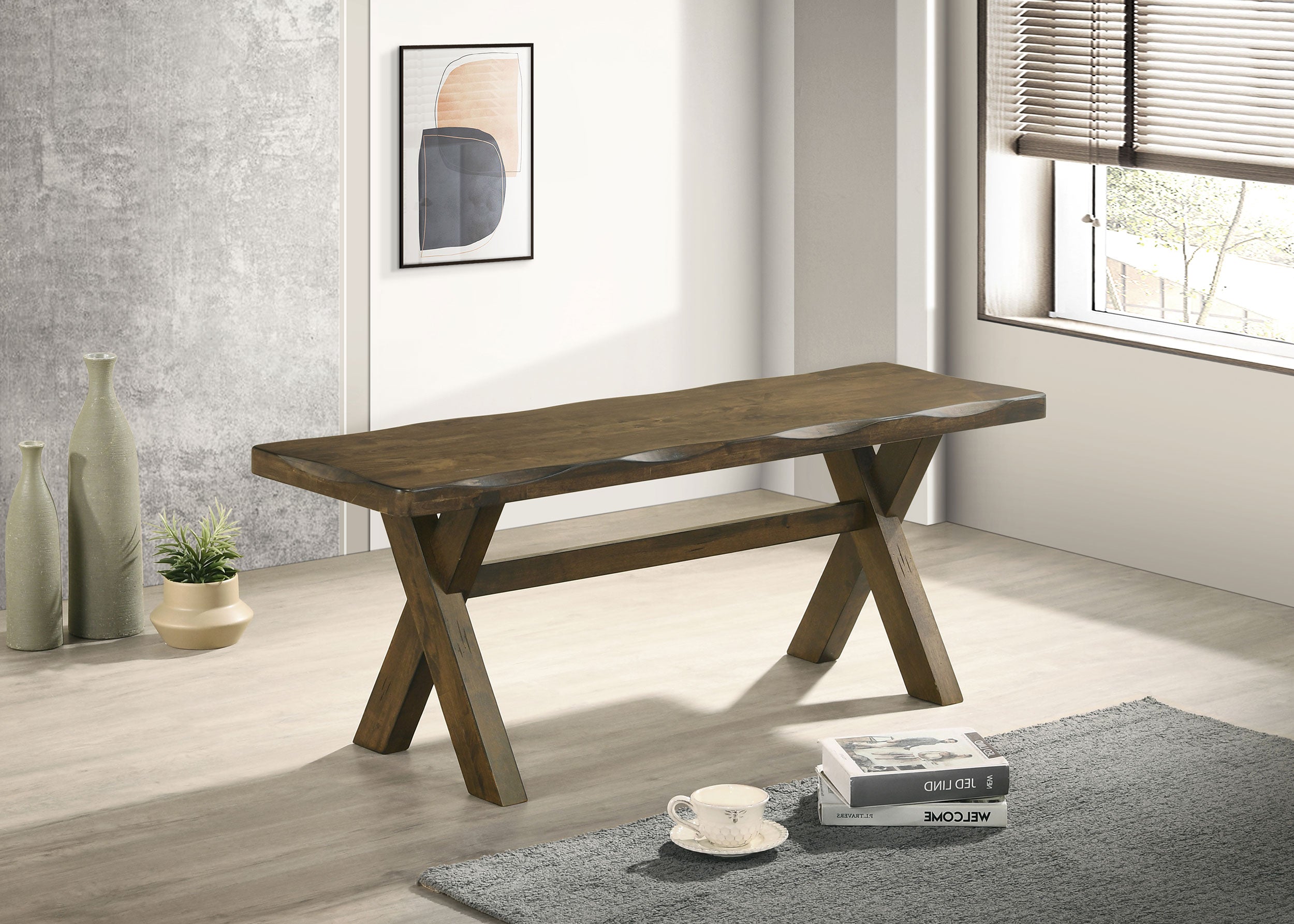 Alston 47-inch Solid Wood Dining Bench Knotty Nutmeg — view 2