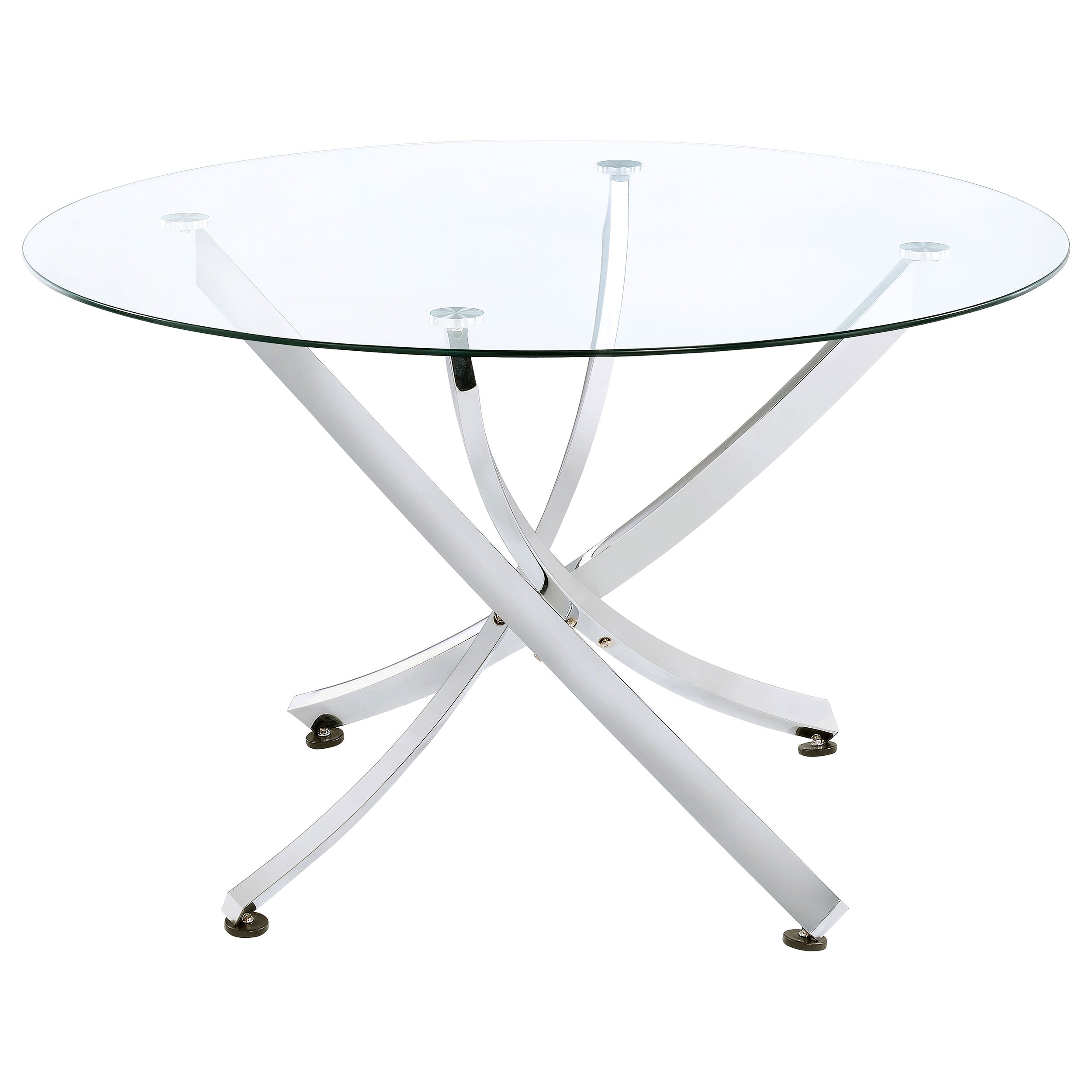 Beckham Round 46-inch Glass Top Dining Table Chrome — view 1