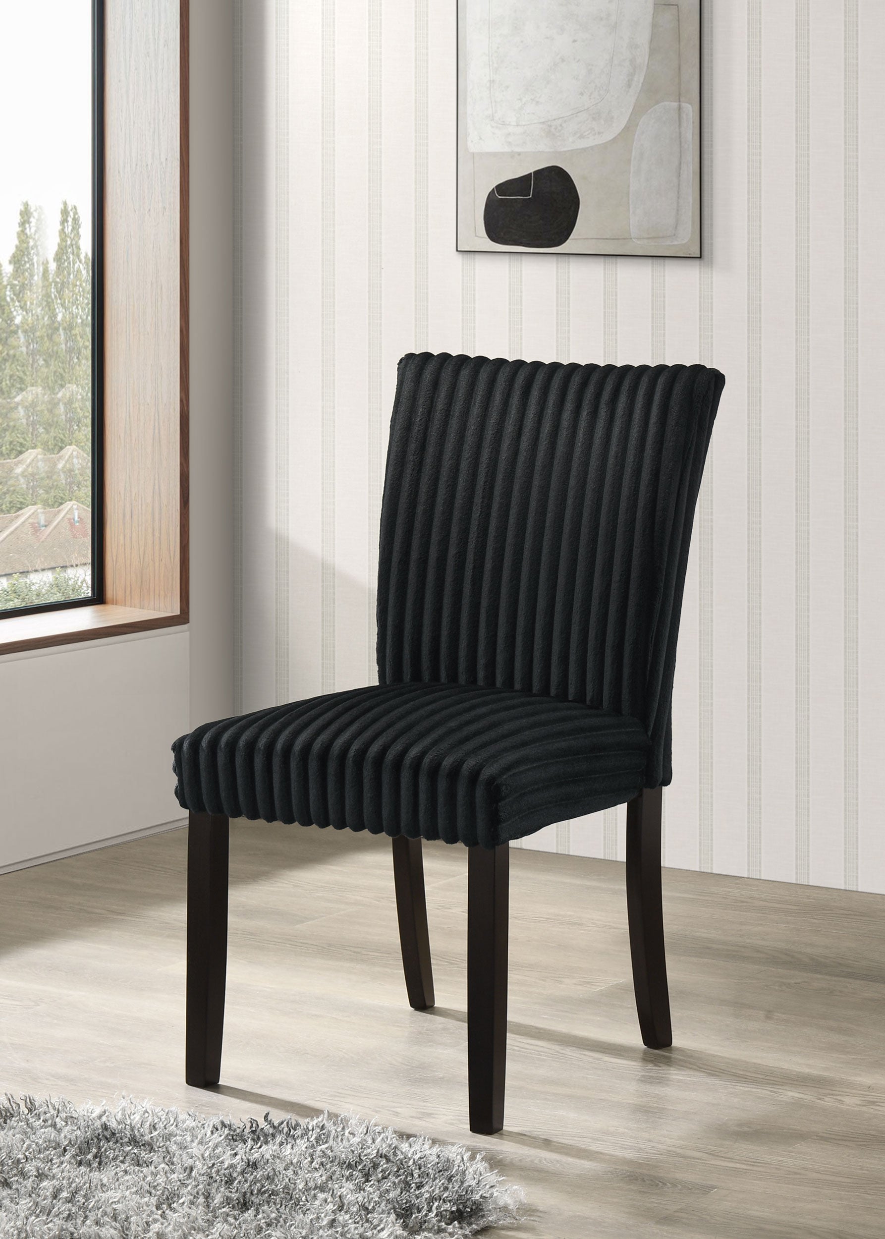 Dermott Upholstered Parson Dining Side Chair Black (Set of 2) — view 2