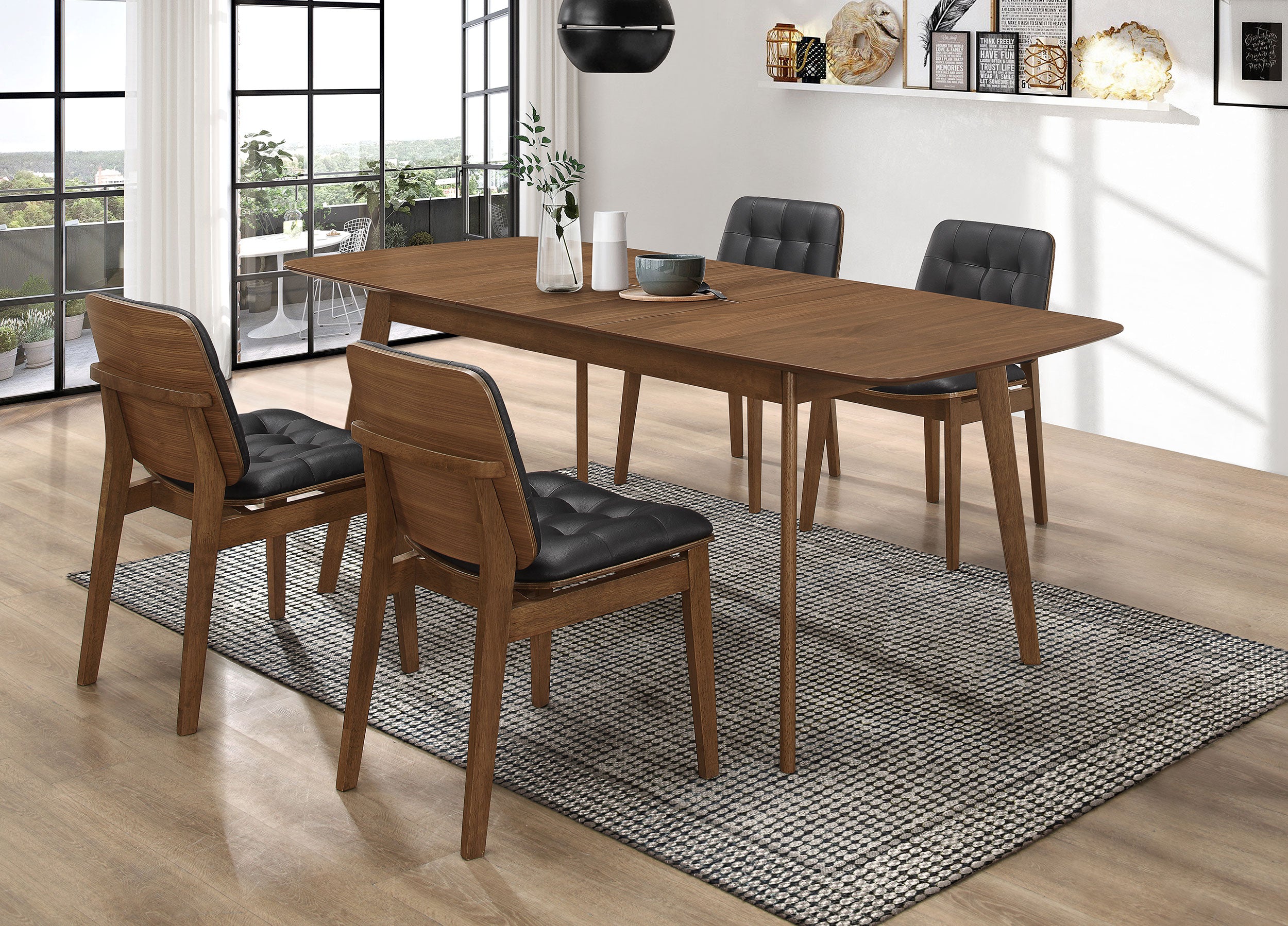 Redbridge Rectangular 5-piece Dining Set Natural Walnut — view 1