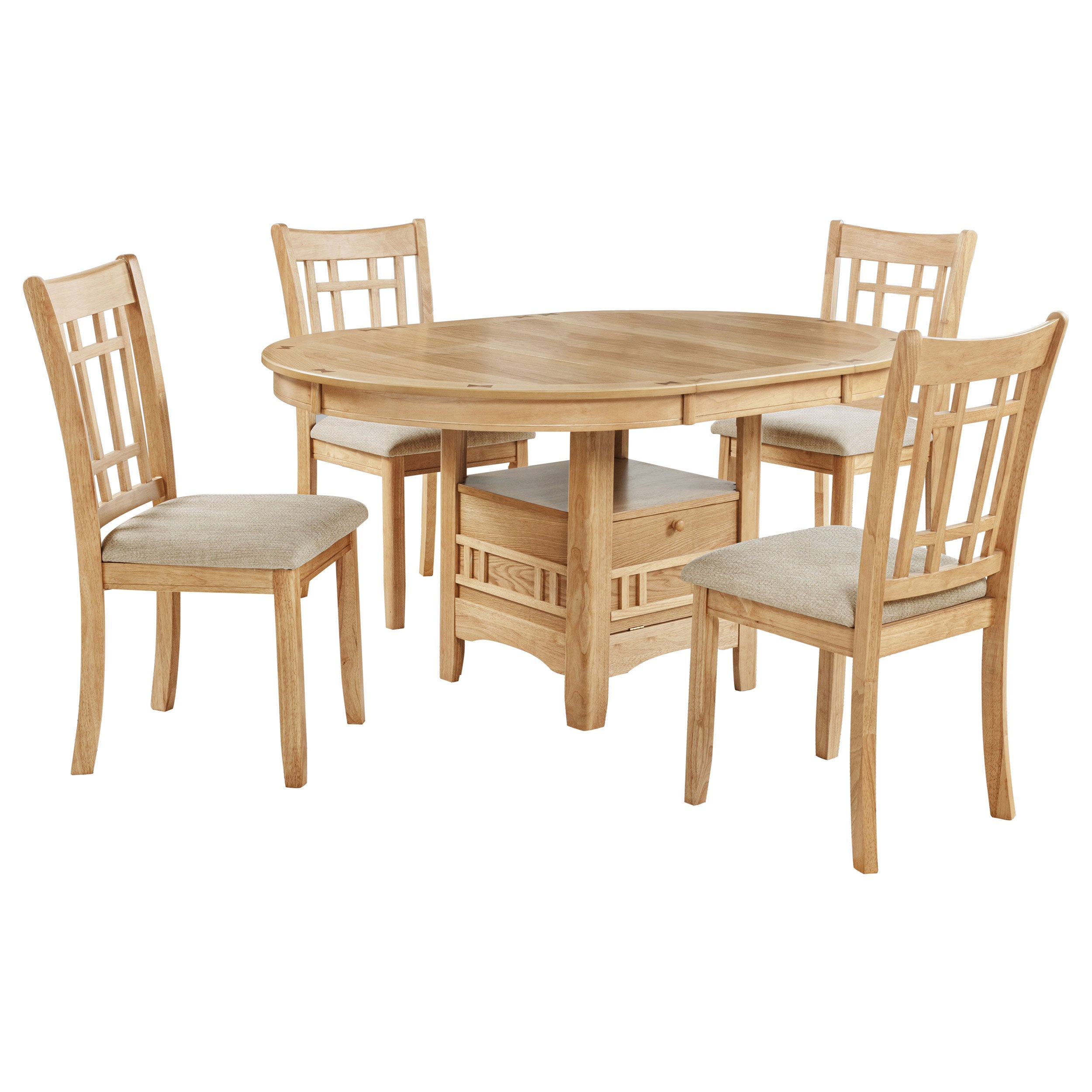 Lavon 5-piece Oval Extension Leaf Dining Set Light Oak — view 2