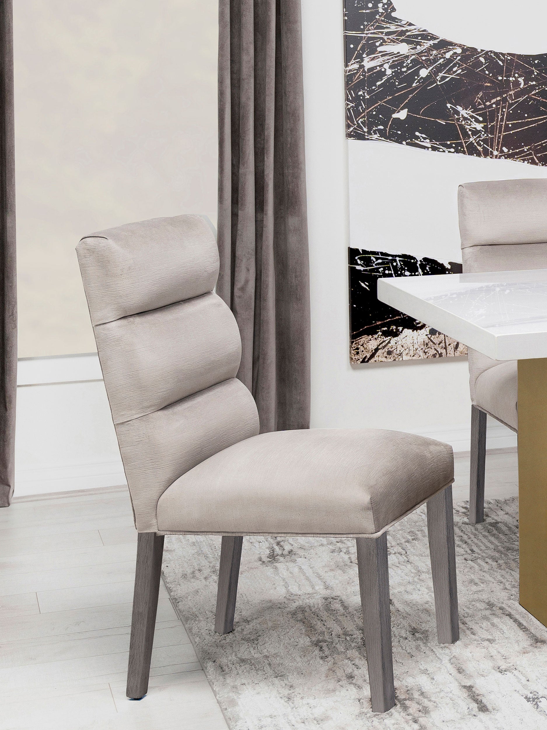 Carla Velvet Upholstered Dining Side Chair Stone (Set of 2) — view 2