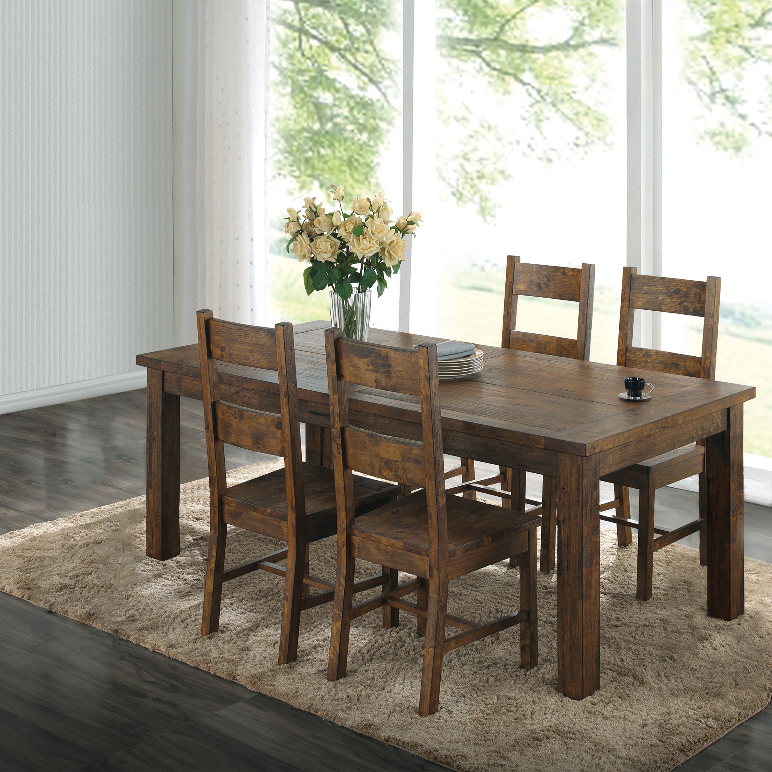 Coleman 5-piece Rectangular Dining Set Rustic Golden Brown — view 1