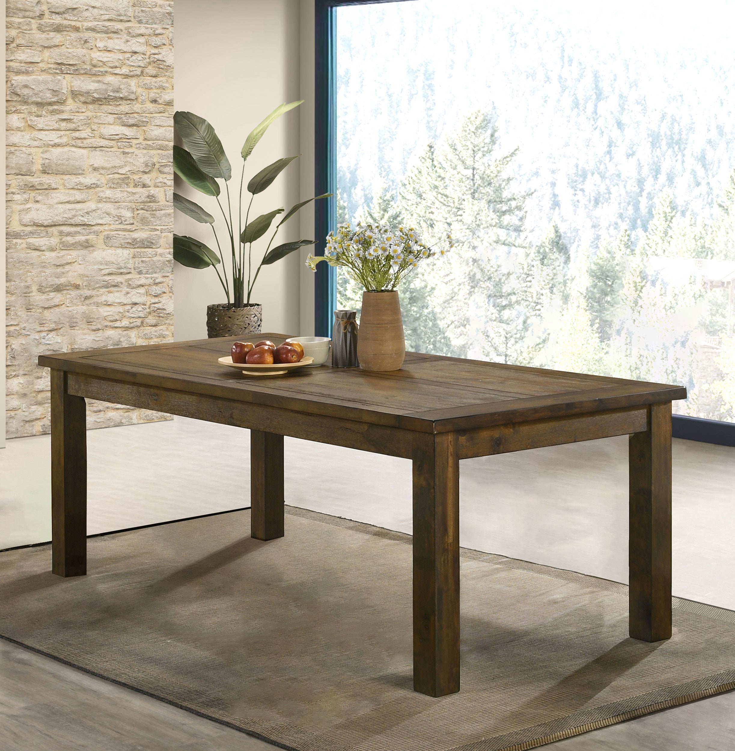 Coleman Rectangular 79-inch Dining Table Rustic Golden Brown — view 2