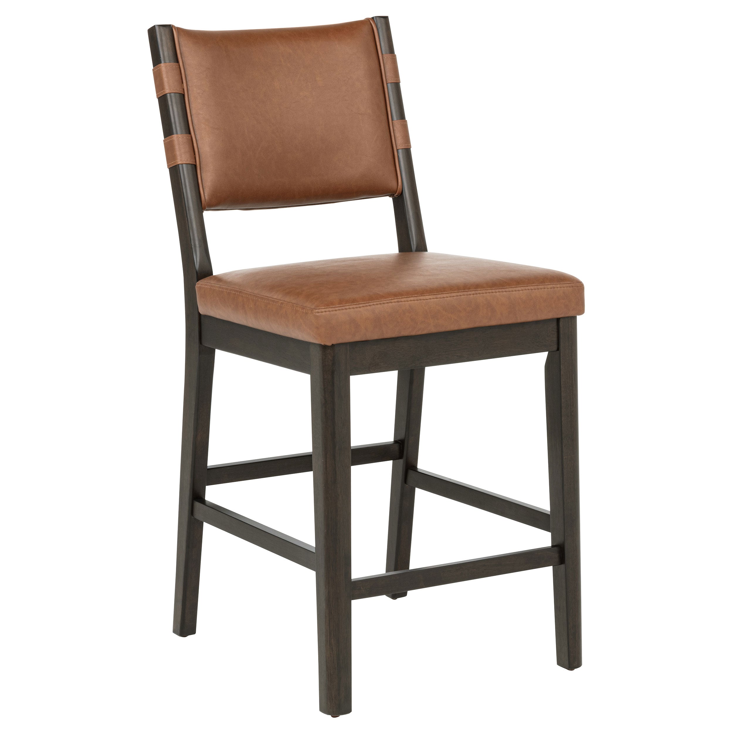 Tegan Faux Leather Upholstered Counter Height Chair Cognac (Set of 2) — view 1