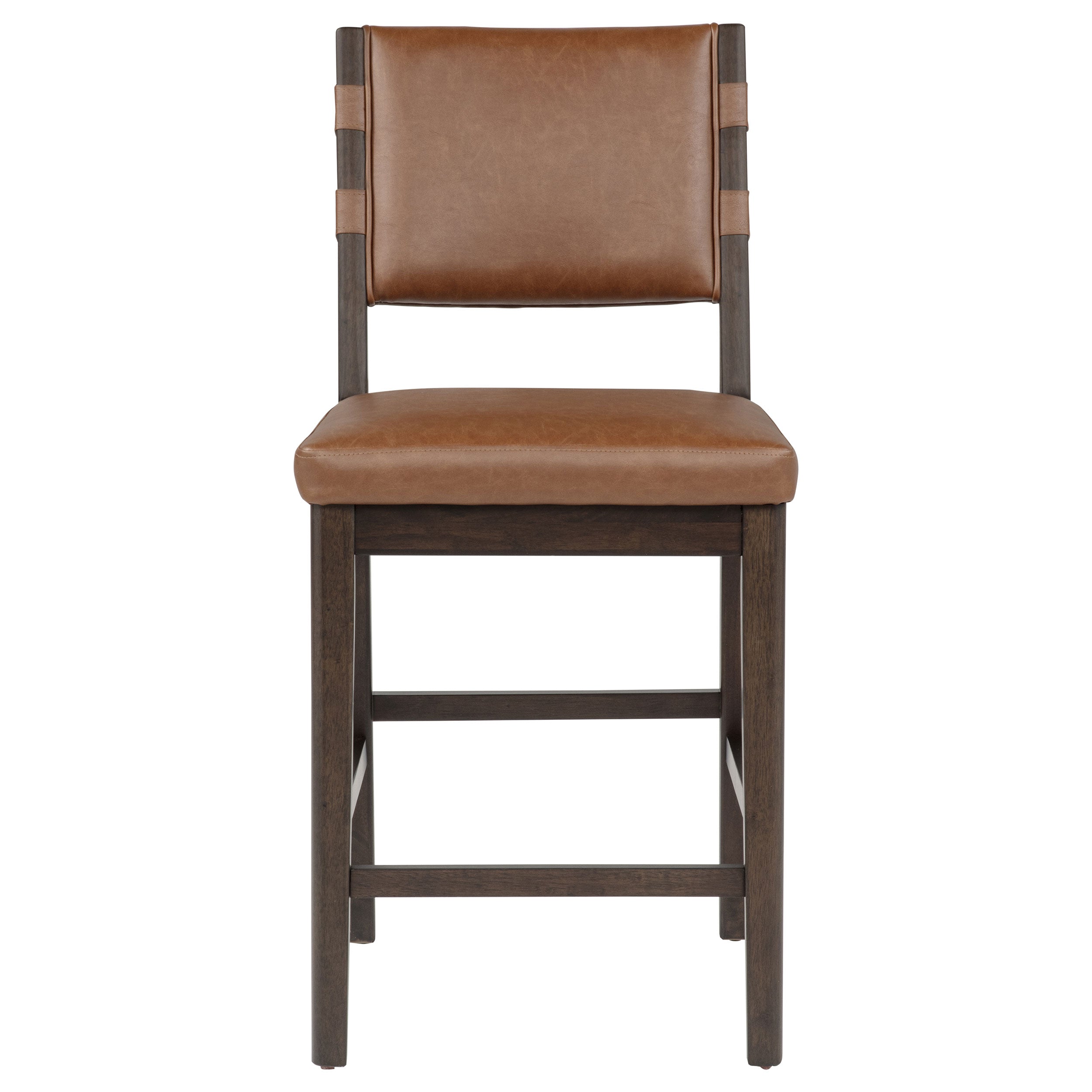 Tegan Faux Leather Upholstered Counter Height Chair Cognac (Set of 2) — view 3