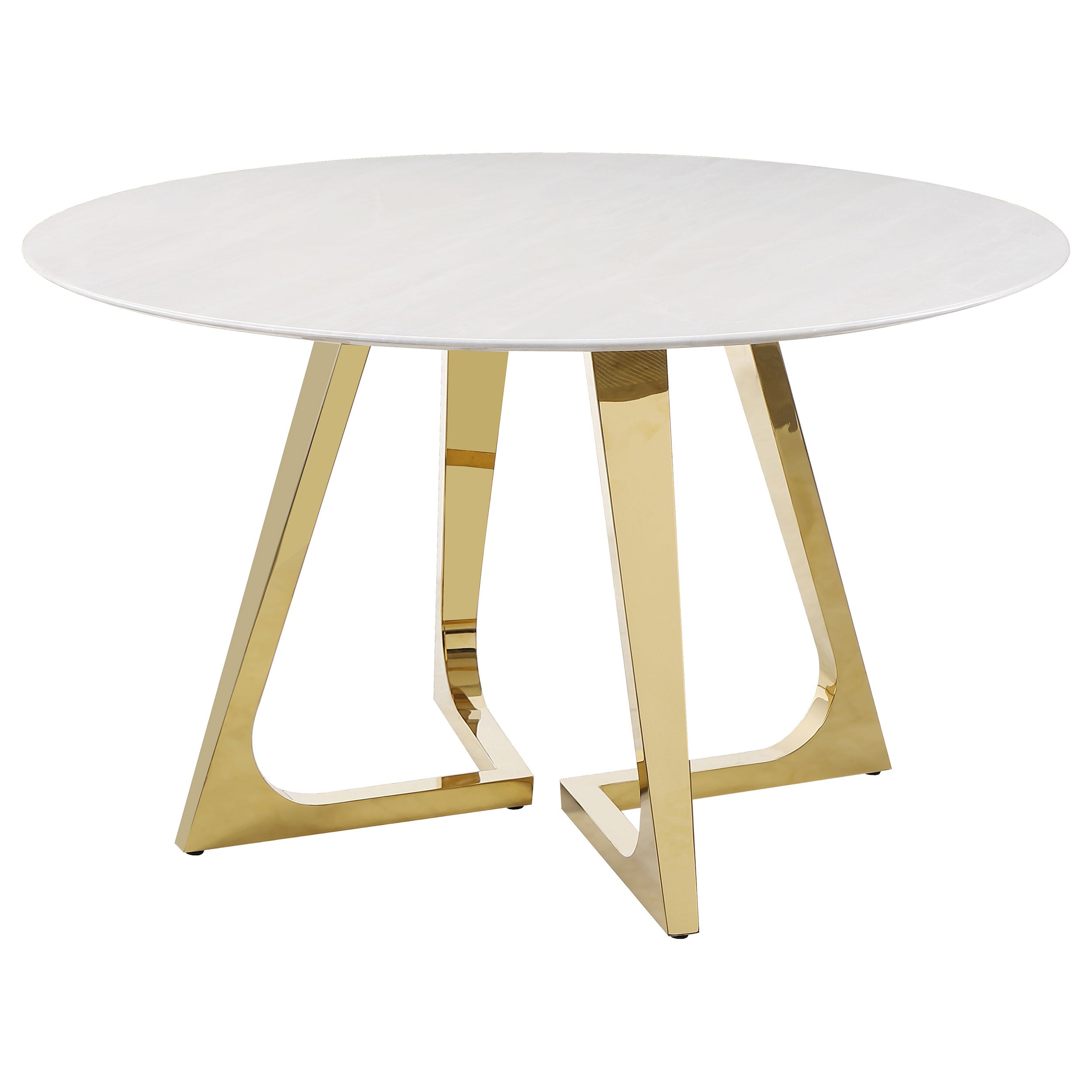 Gwynn Round 51-inch Marble Stainless Steel Dining Table Gold — view 4