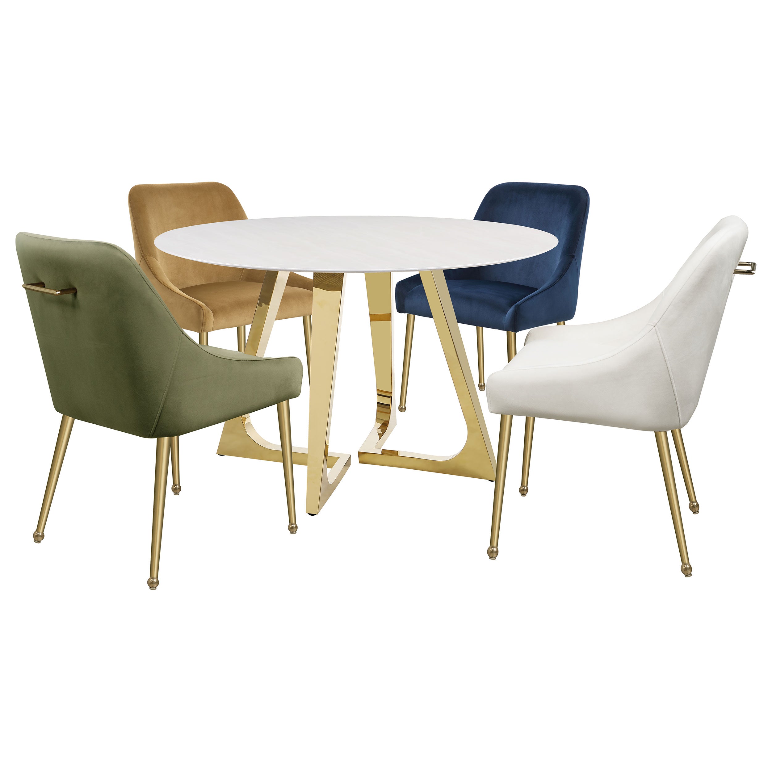 Gwynn Round 51-inch Marble Stainless Steel Dining Table Gold — view 6