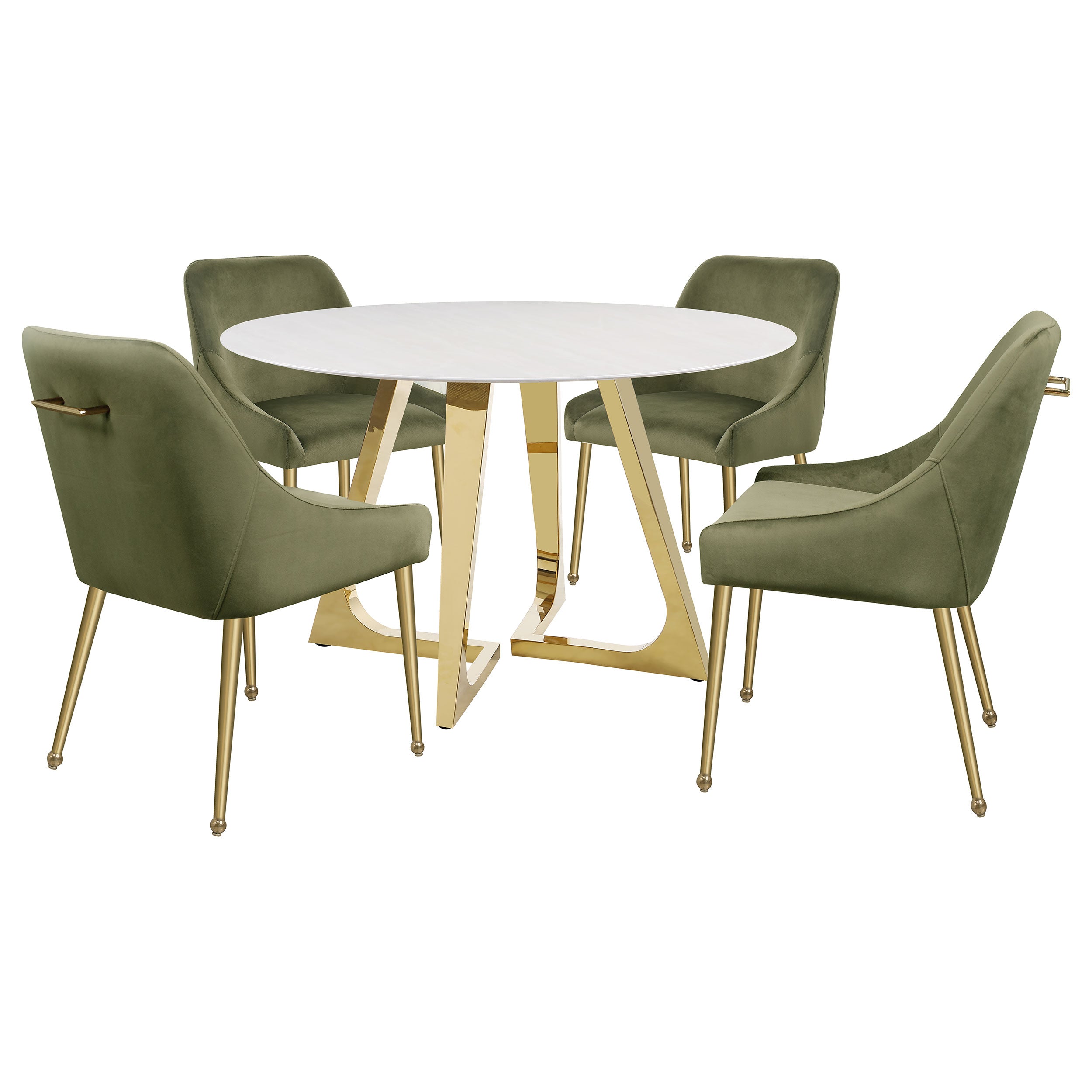 Gwynn Round 51-inch Marble Stainless Steel Dining Table Gold — view 9