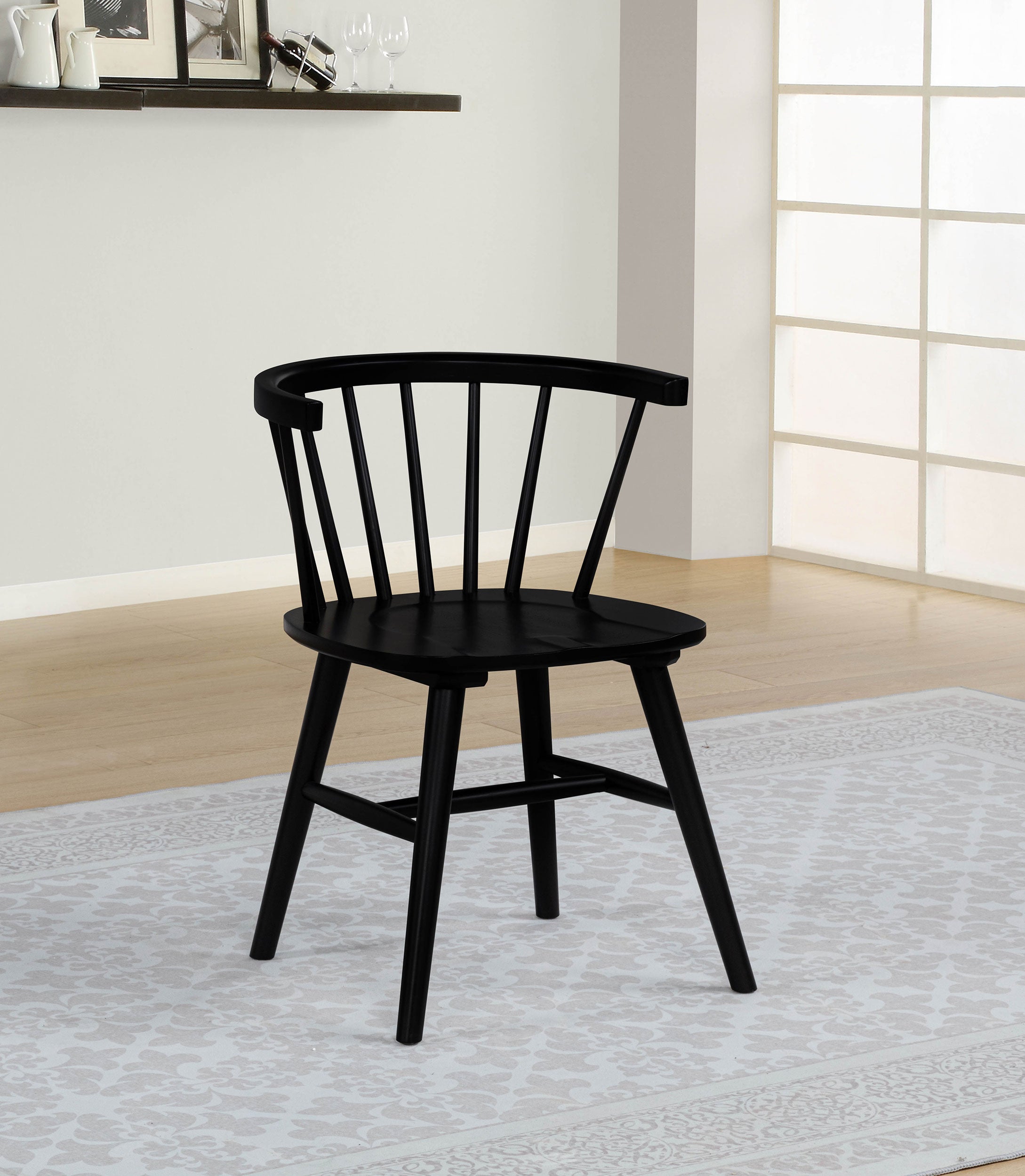 Jeffries Windsor Wood Dining Side Chair Black (Set of 2) — view 2