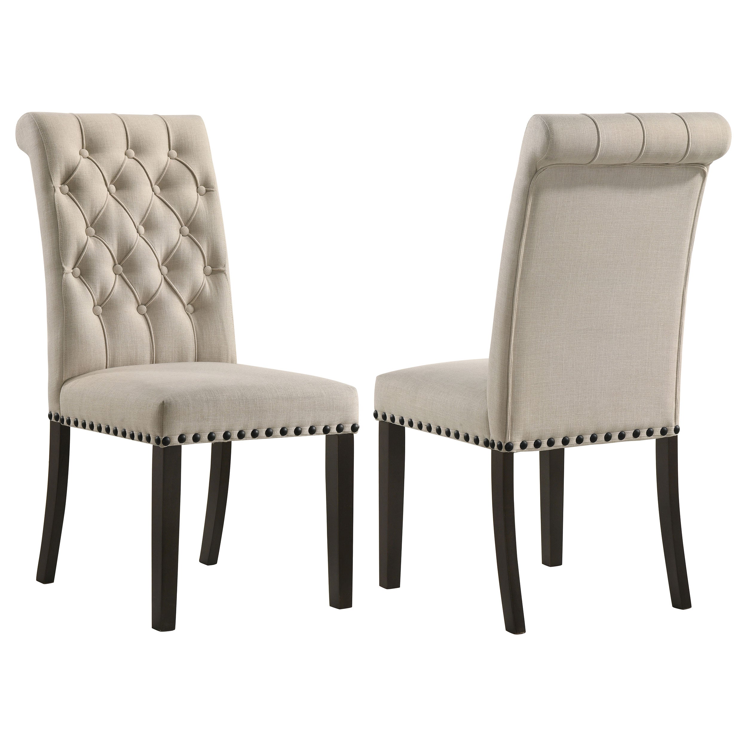 Alana Upholstered Dining Side Chair Beige Smokey Black (Set of 2) — view 1
