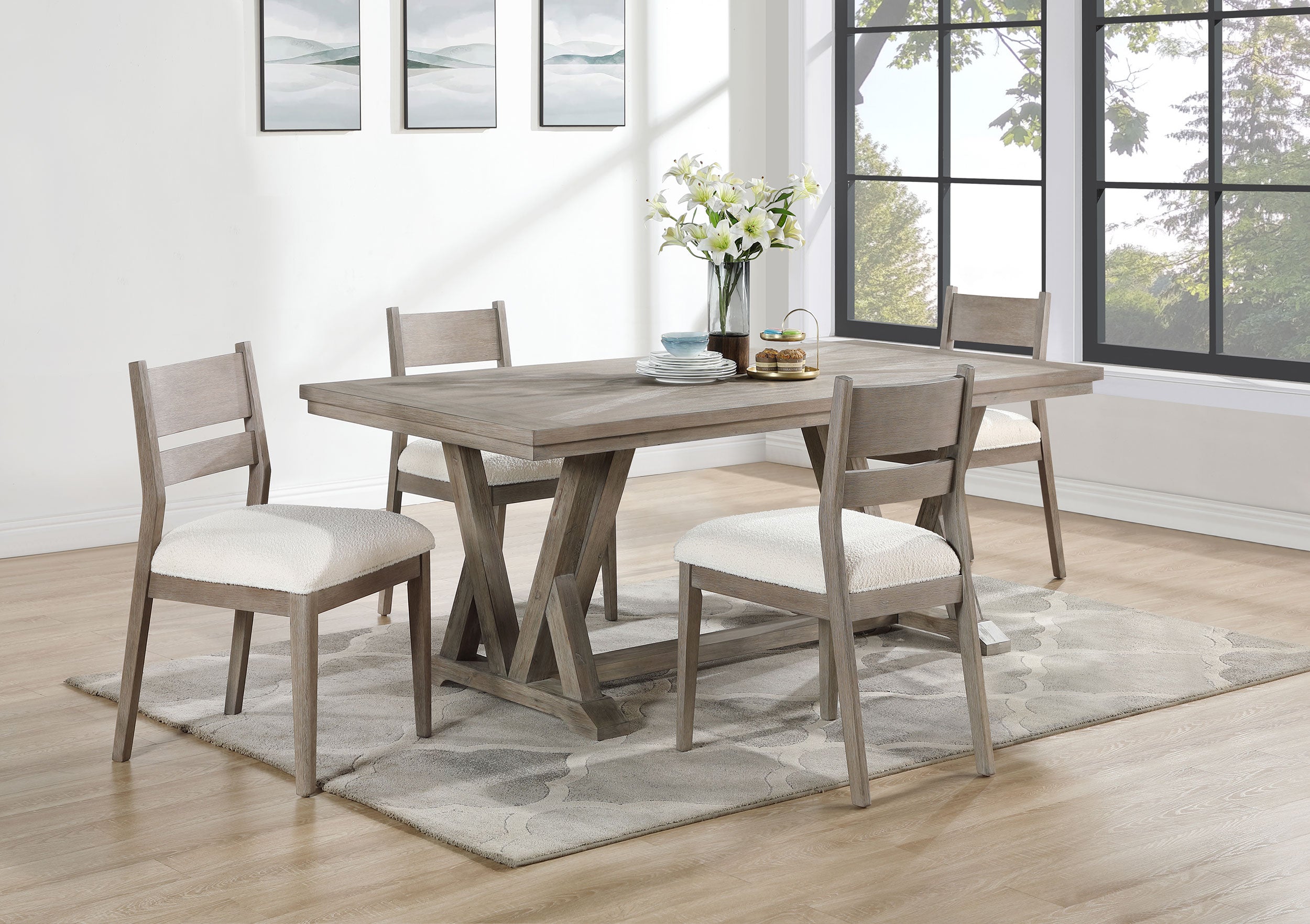 Cornelia 5-piece Rectangular Dining Table Set Coastal Grey — view 1