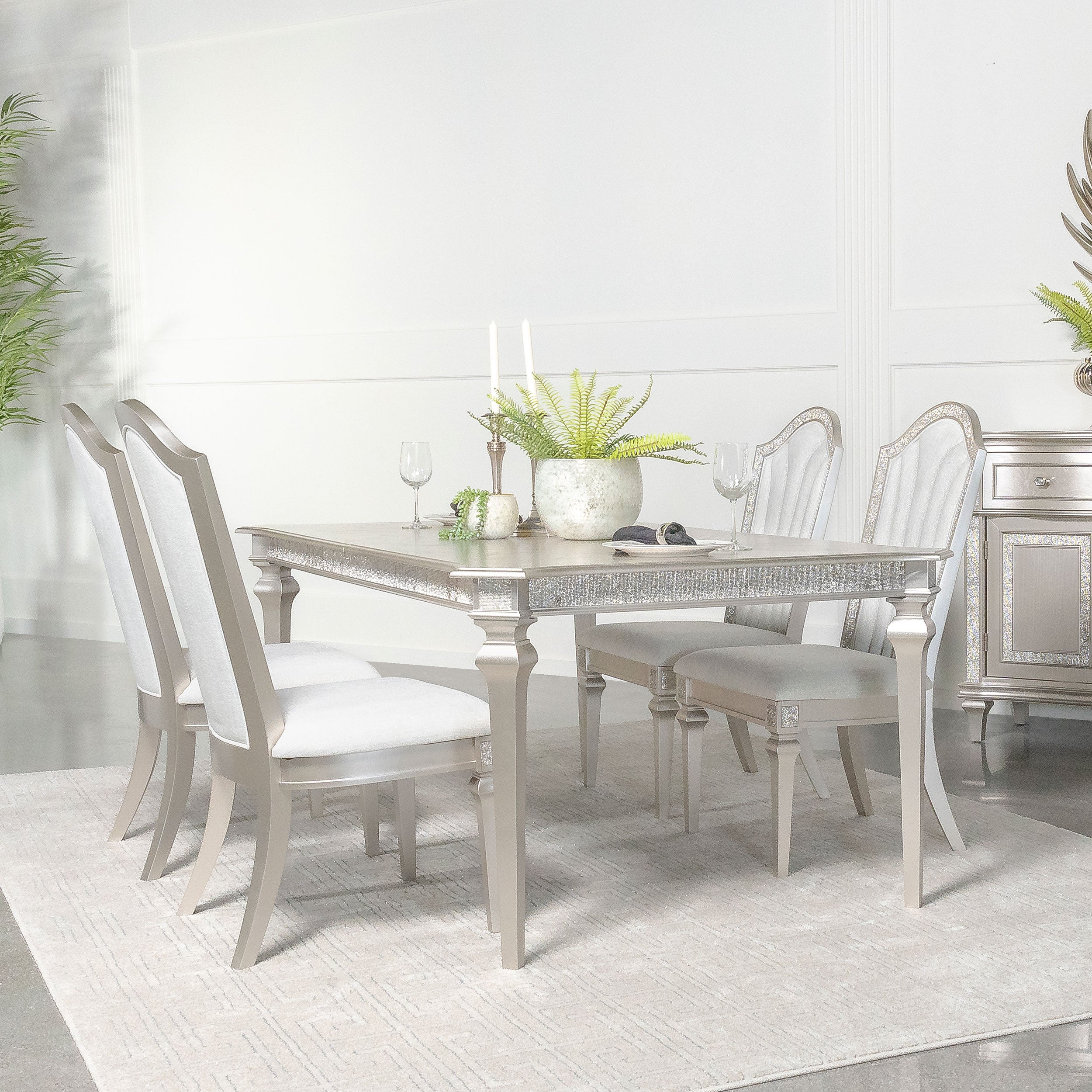 Evangeline 5-piece Extension Leaf Dining Set Silver Oak — view 1