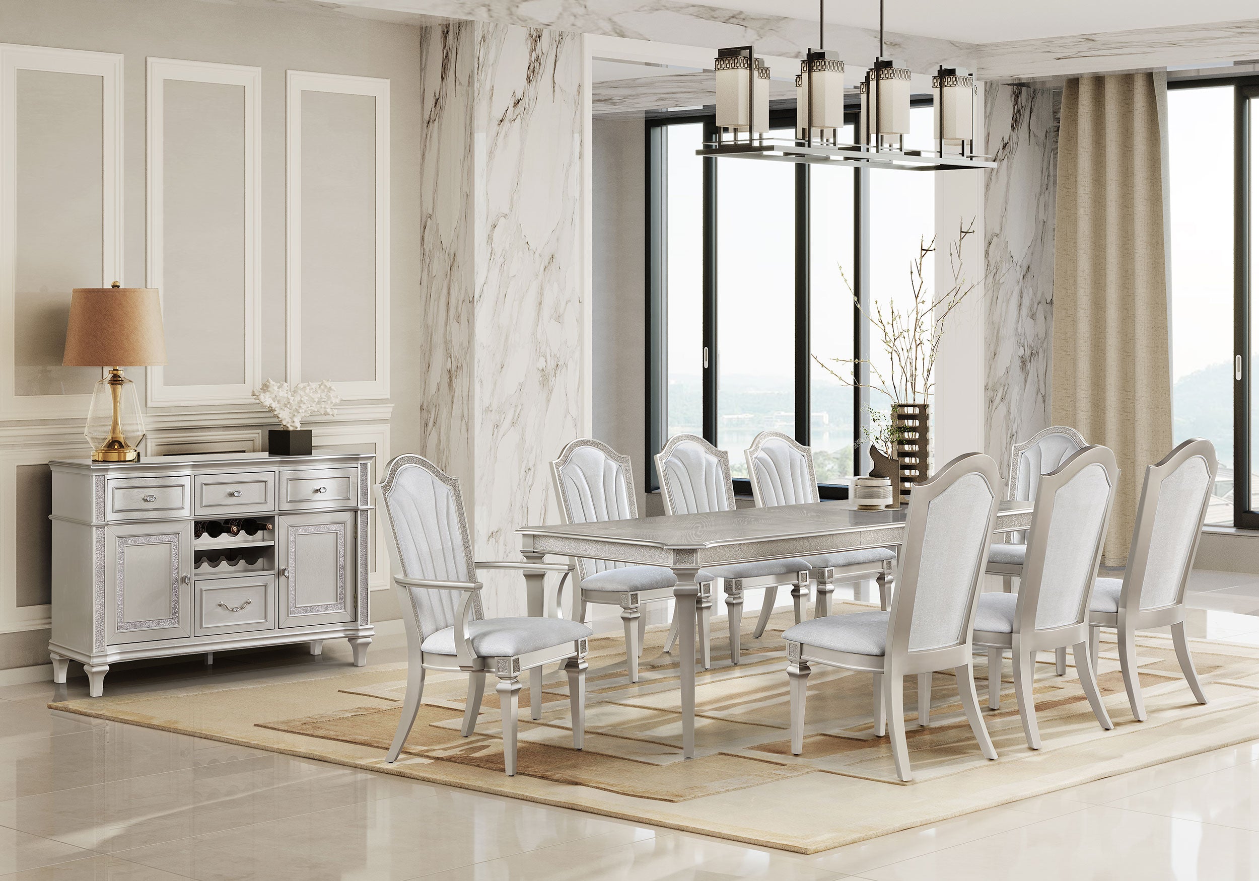 Evangeline Wood Dining Side Chair Silver Oak (Set of 2) — view 15