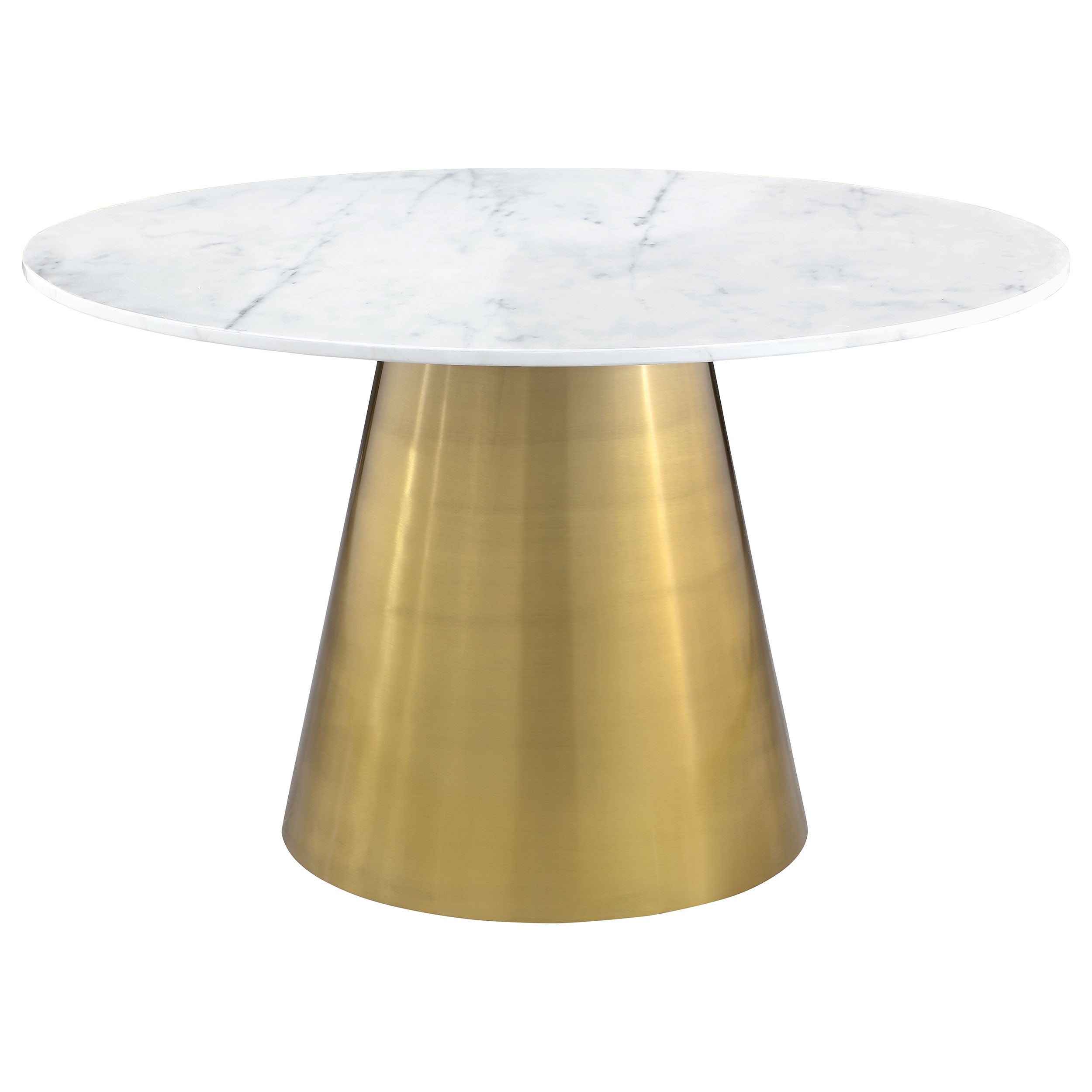 Ambrose Round 50-inch Marble Top Dining Table Brushed Gold — view 1