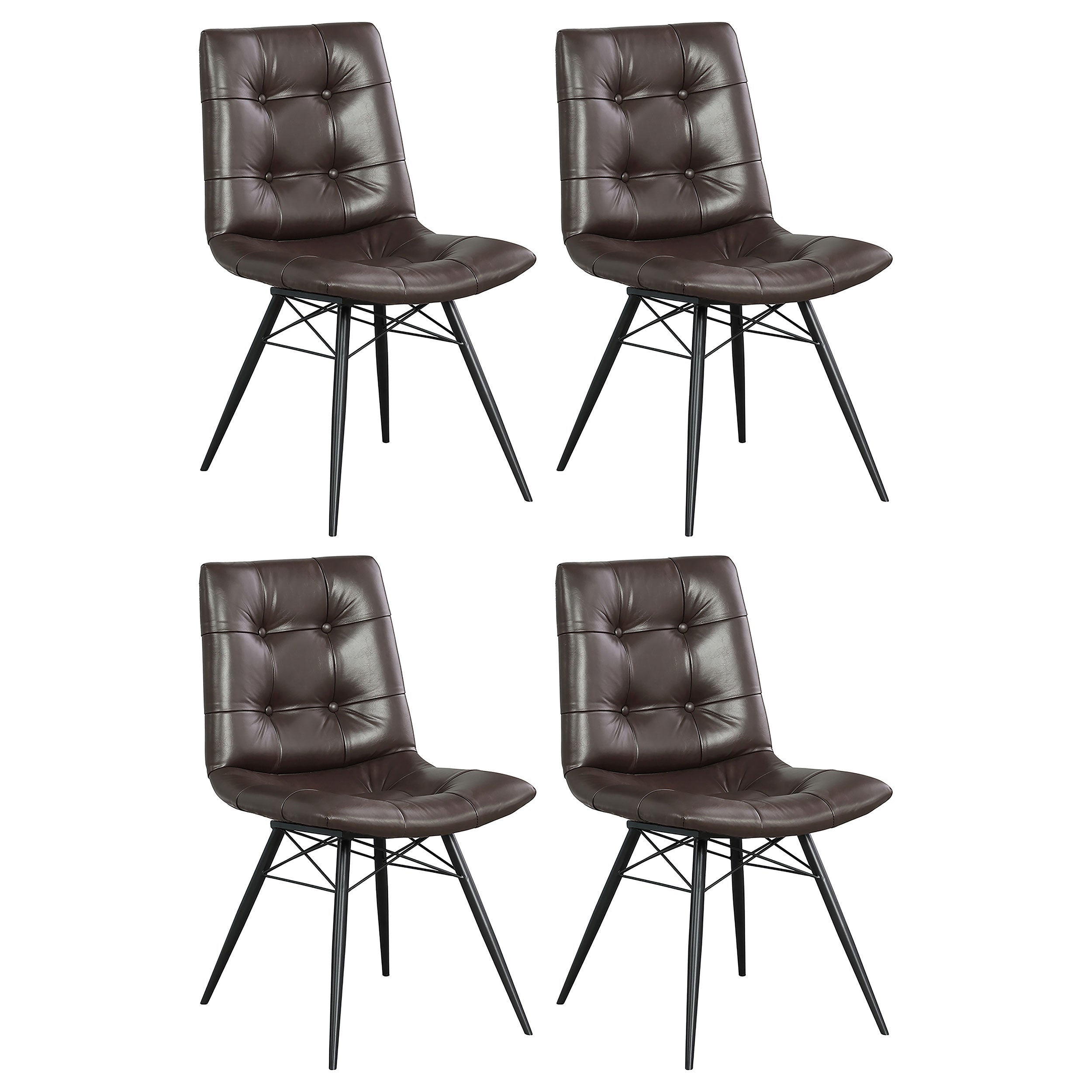 Aiken Faux Leather Upholstered Dining Side Chair Dark Brown (Set of 4) — view 1