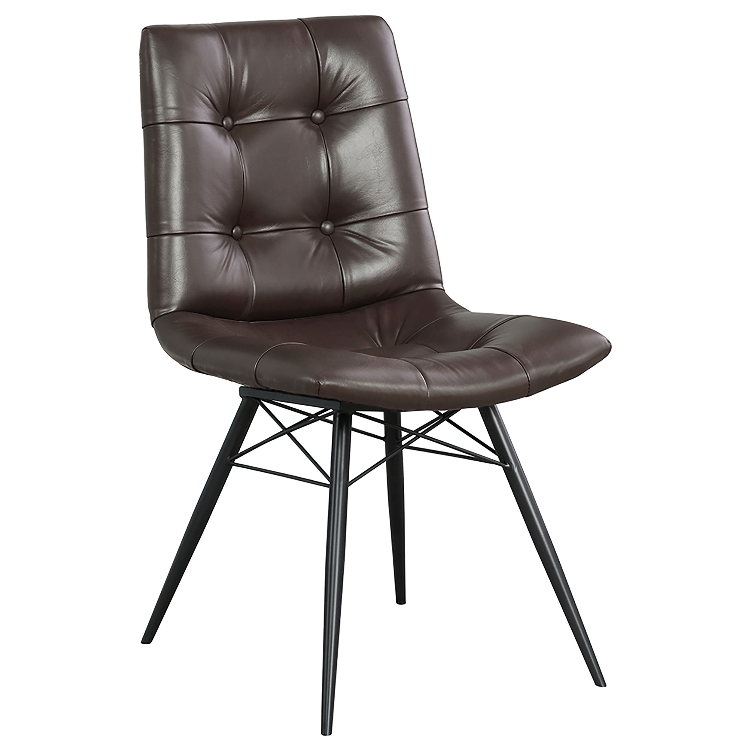 Aiken Faux Leather Upholstered Dining Side Chair Dark Brown (Set of 4) — view 3