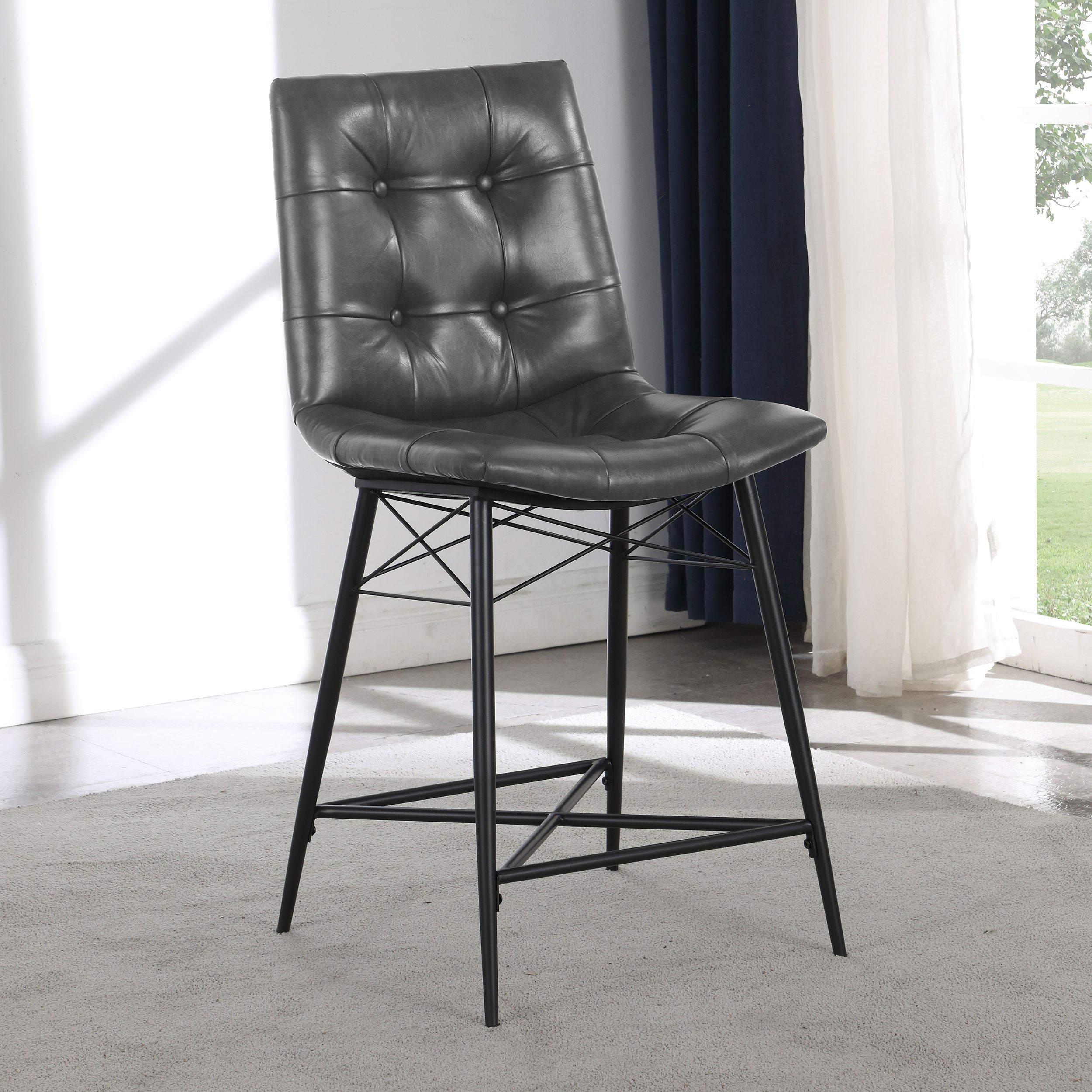 Aiken Upholstered Tufted Counter Chair Charcoal (Set of 2) — view 2