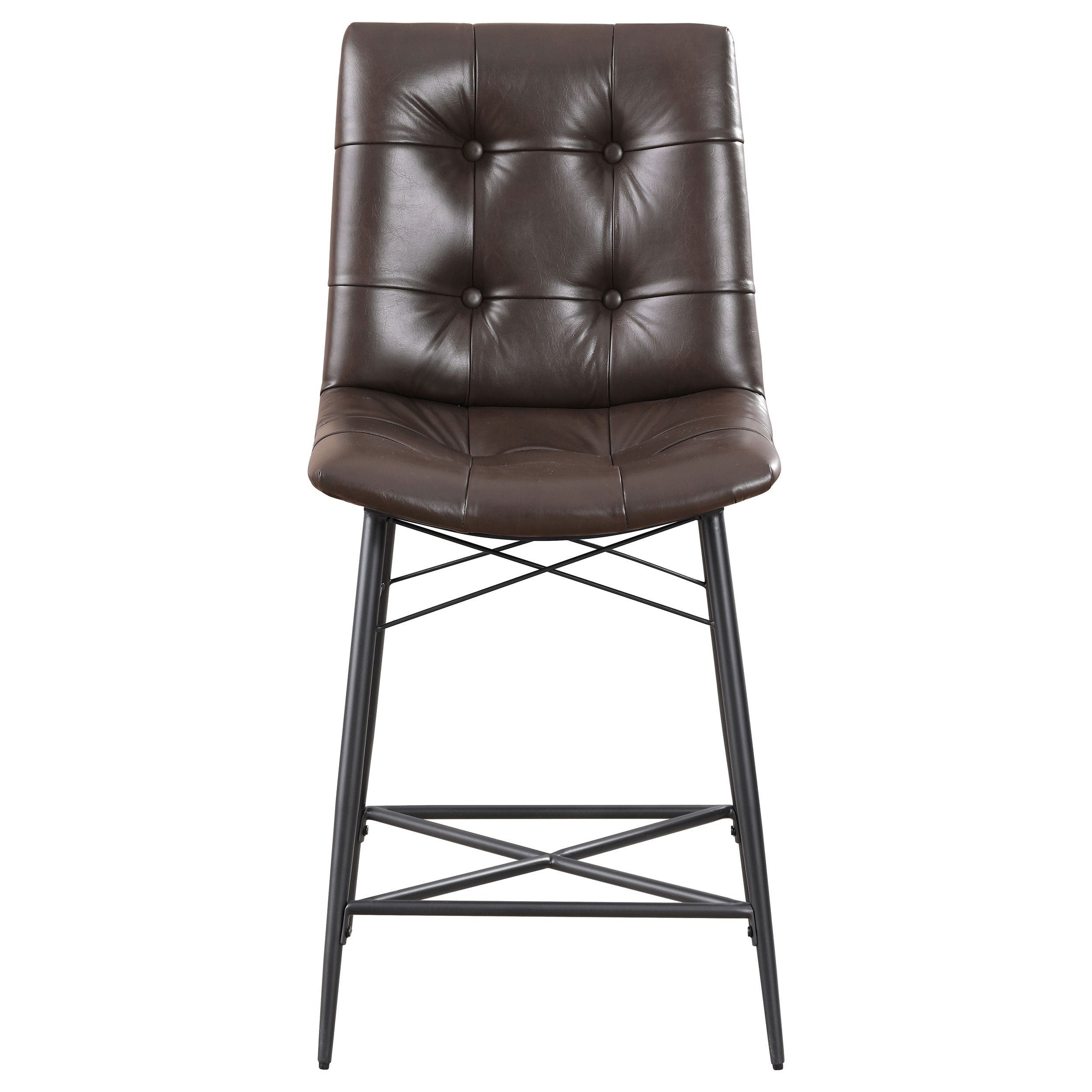 Aiken Upholstered Tufted Counter Chair Brown (Set of 2) — view 4