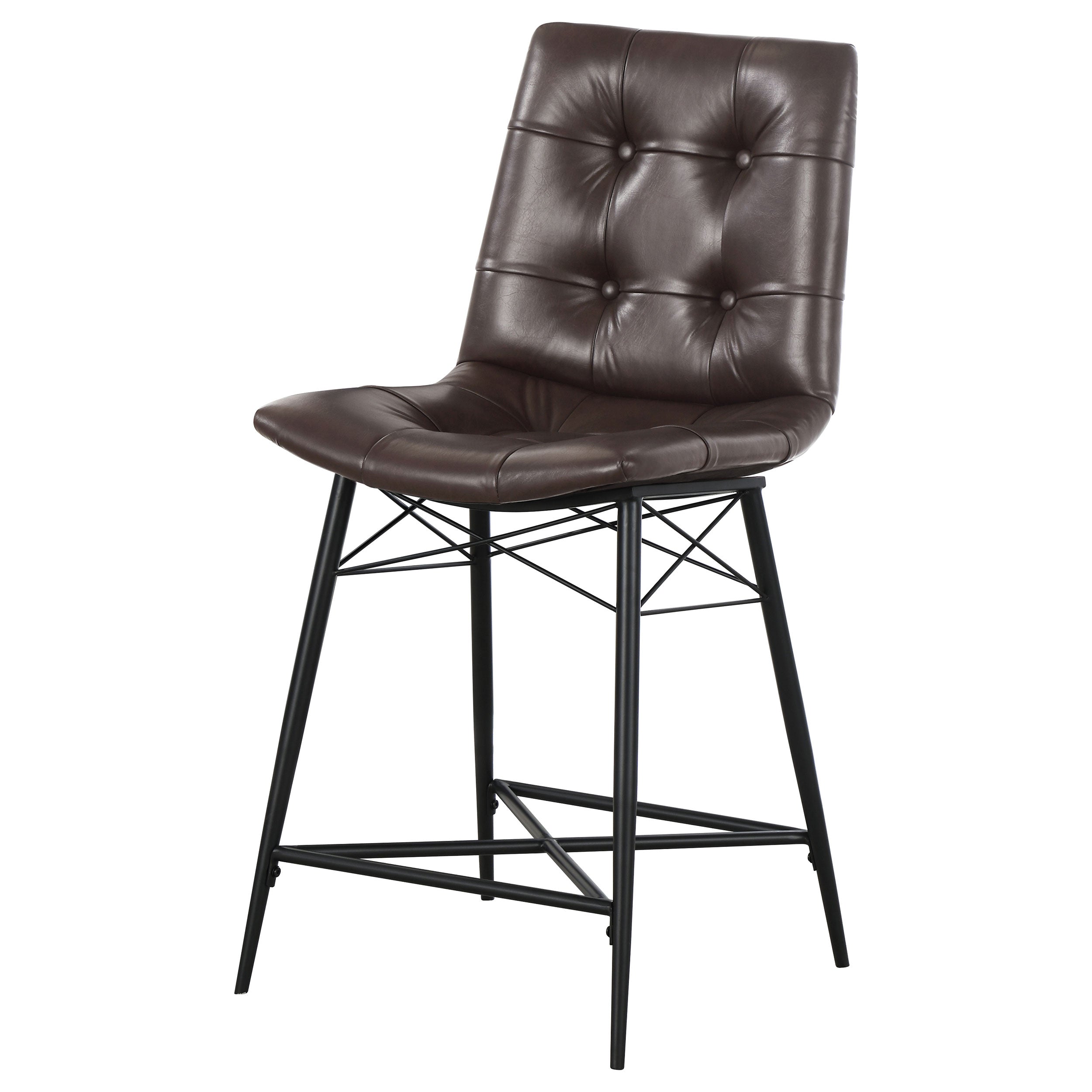 Aiken Upholstered Tufted Counter Chair Brown (Set of 2) — view 5