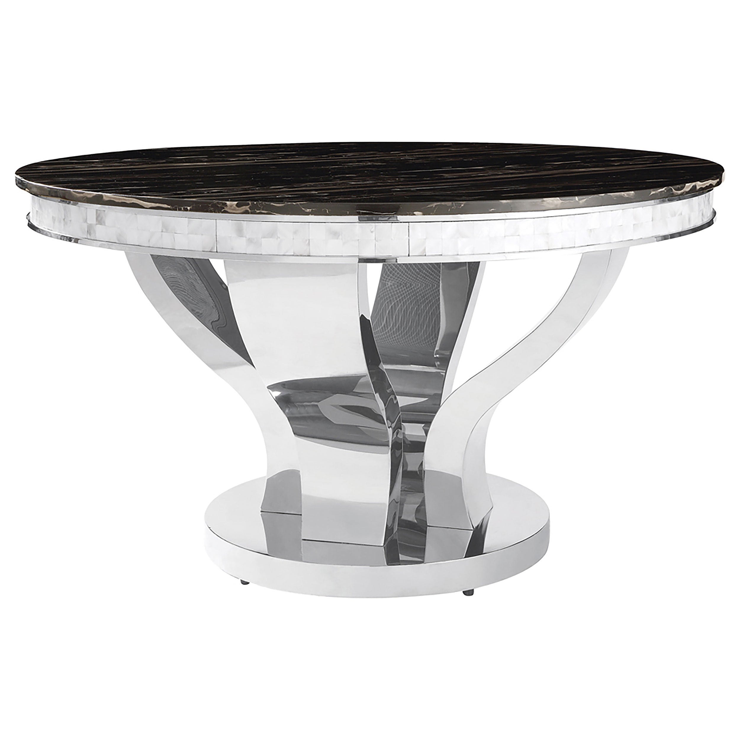 Anchorage Round 51-inch Glass Top Dining Table Chrome — view 1
