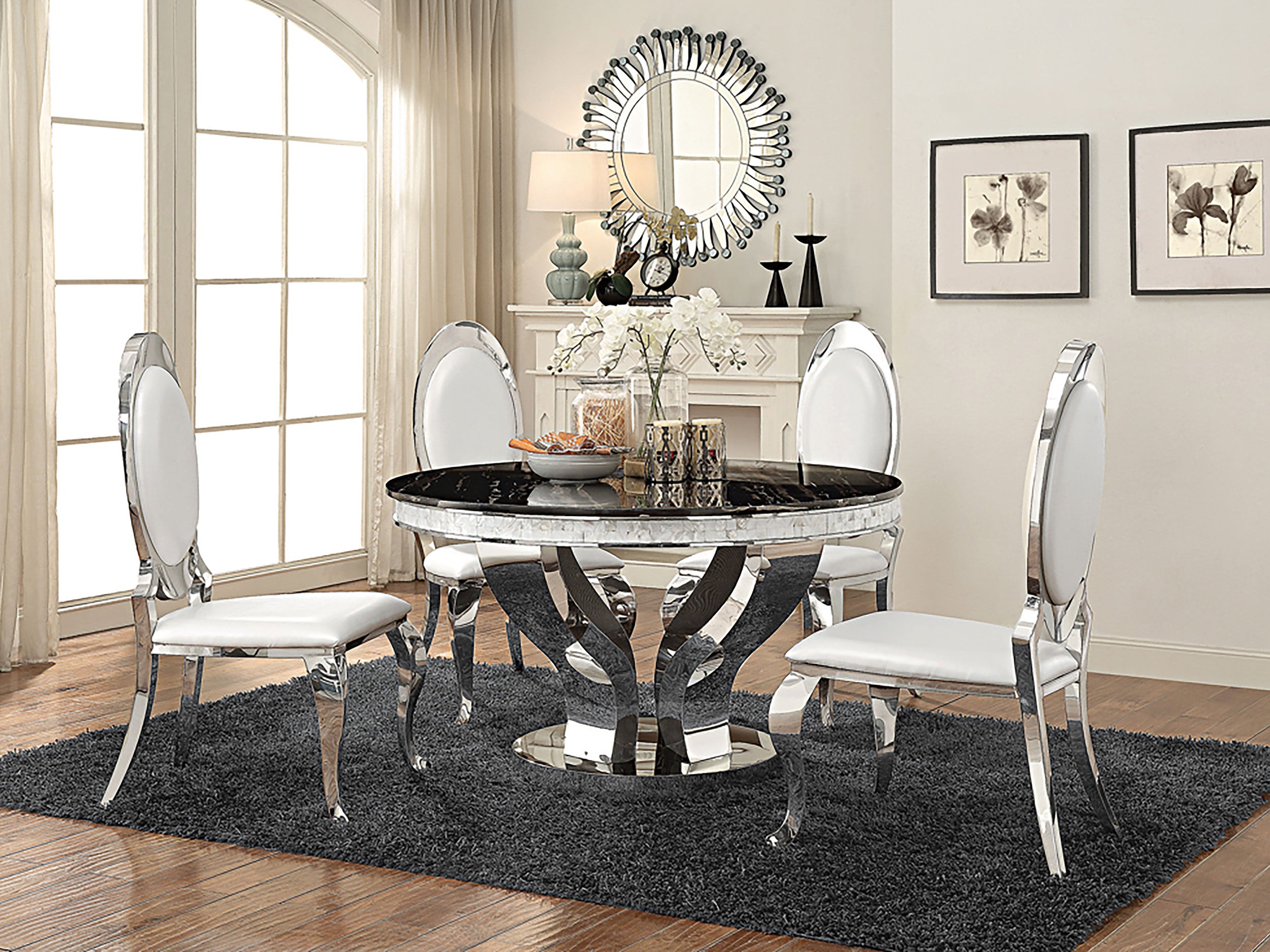 Anchorage Round 51-inch Glass Top Dining Table Chrome — view 4