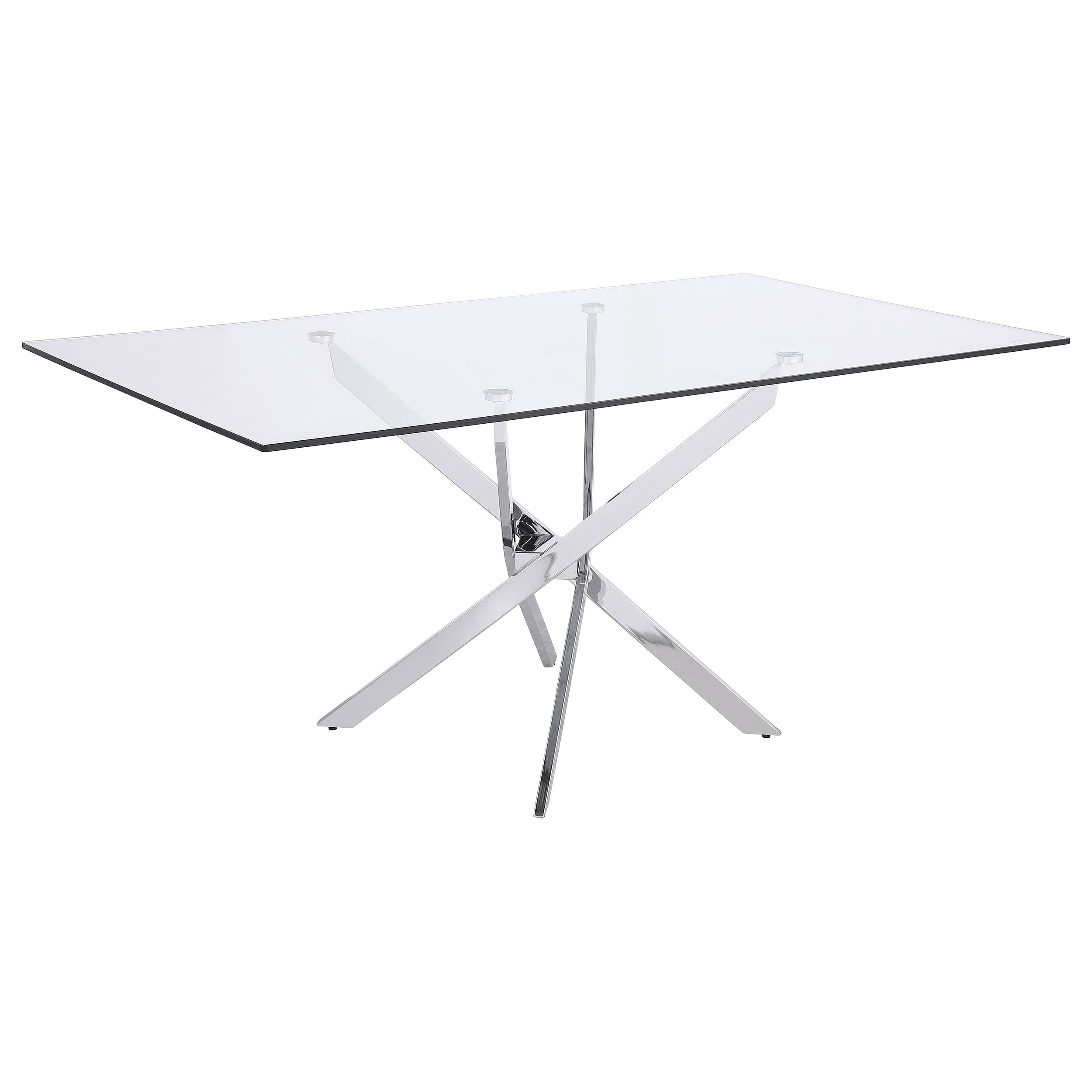 Carmelo Rectangular 66-inch Glass Top Dining Table Chrome — view 1