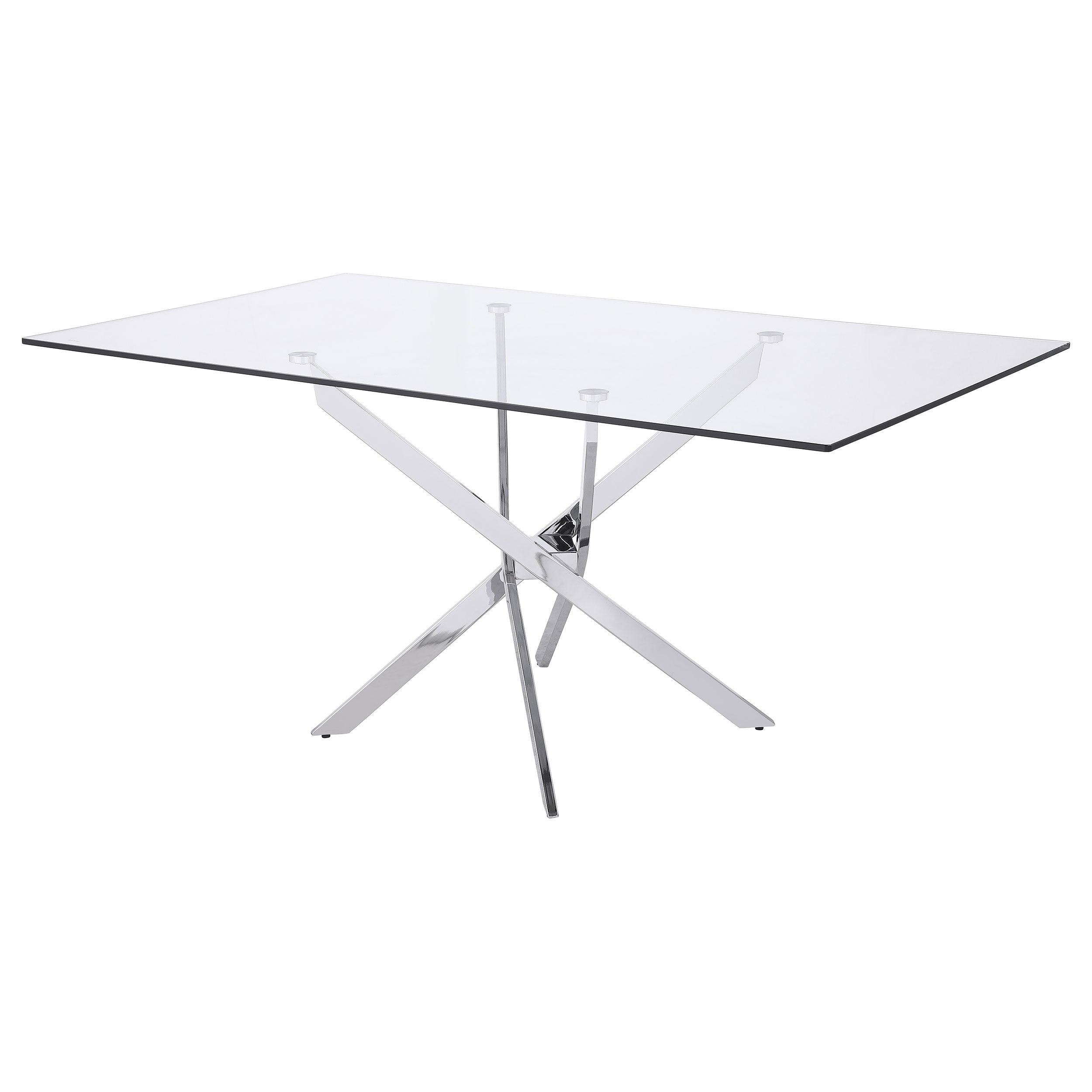 Carmelo Rectangular 66-inch Glass Top Dining Table Chrome — view 4