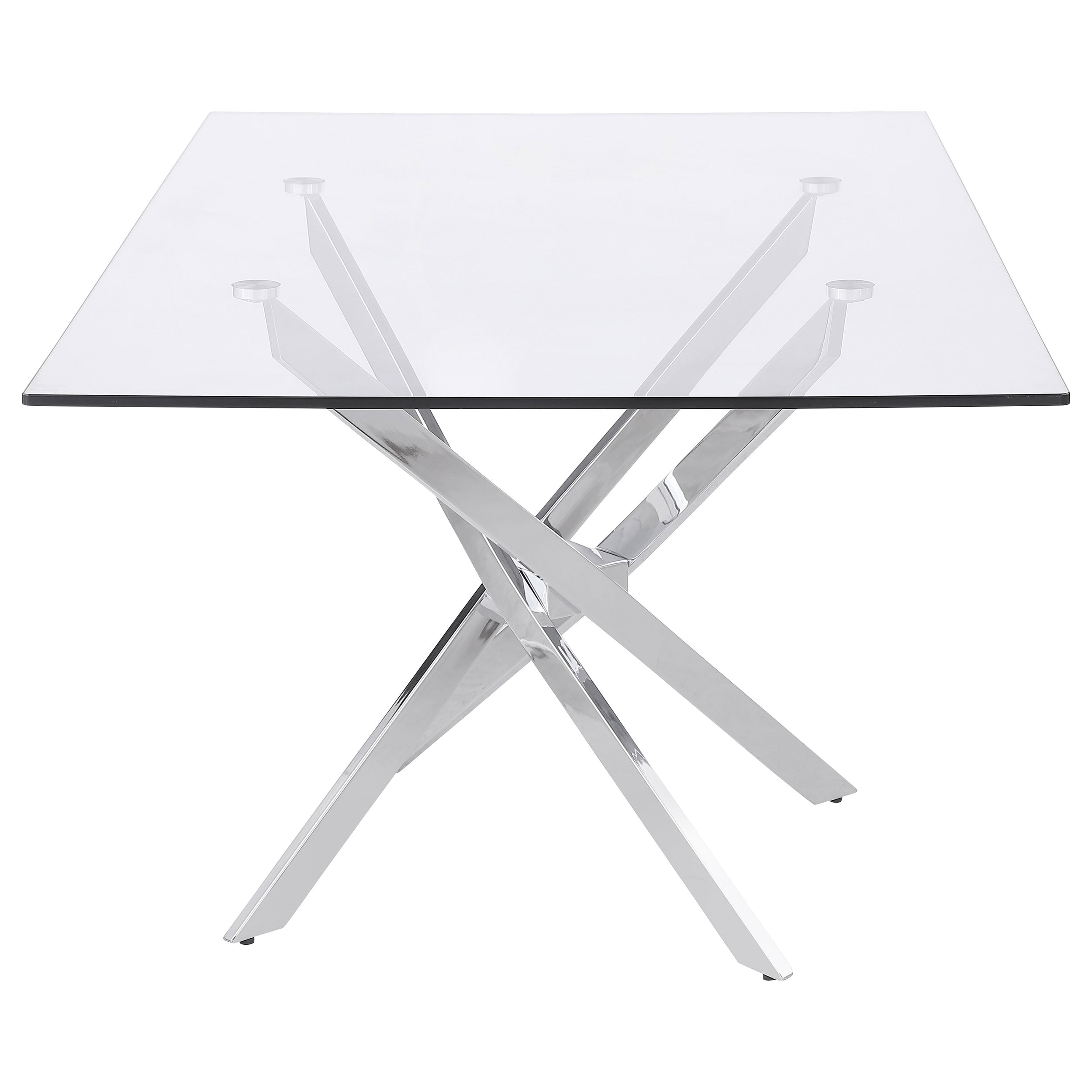 Carmelo Rectangular 66-inch Glass Top Dining Table Chrome — view 5