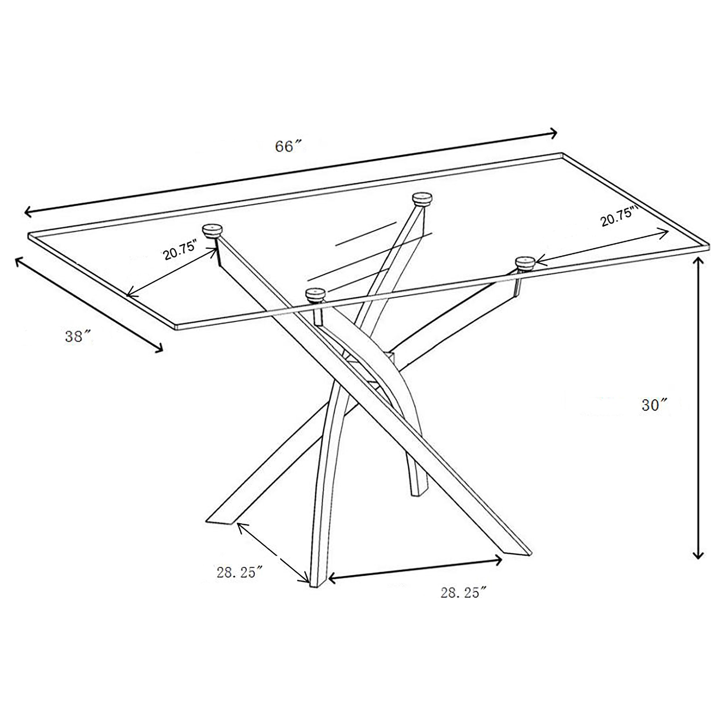 Carmelo Rectangular 66-inch Glass Top Dining Table Chrome — view 6