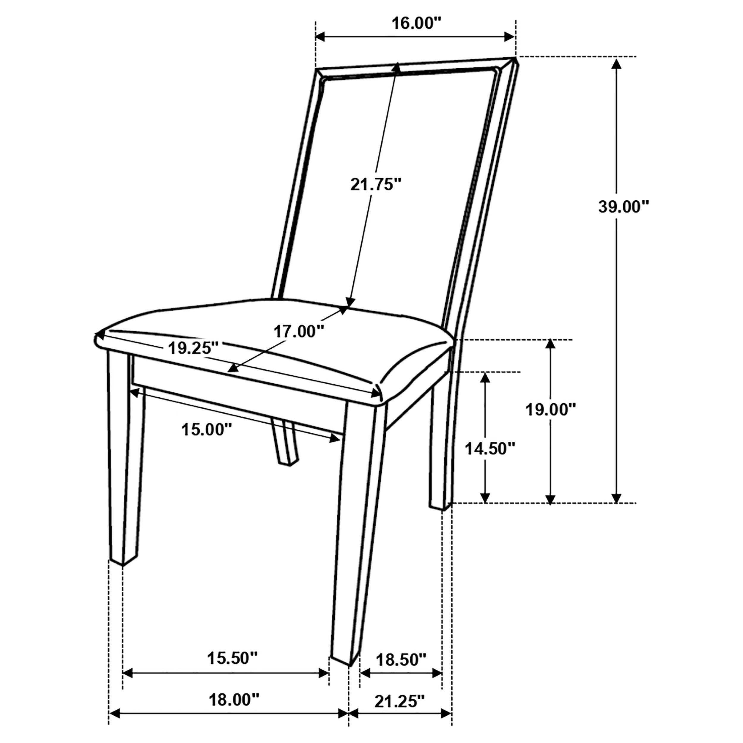 Kelly Upholstered Dining Side Chair Dark Grey (Set of 2) — view 10
