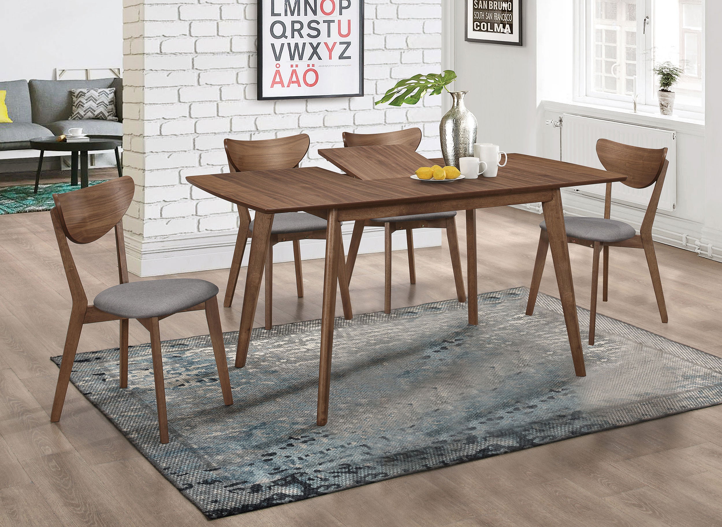 Alfredo 5-piece Butterfly Leaf Dining Set Natural Walnut — view 1
