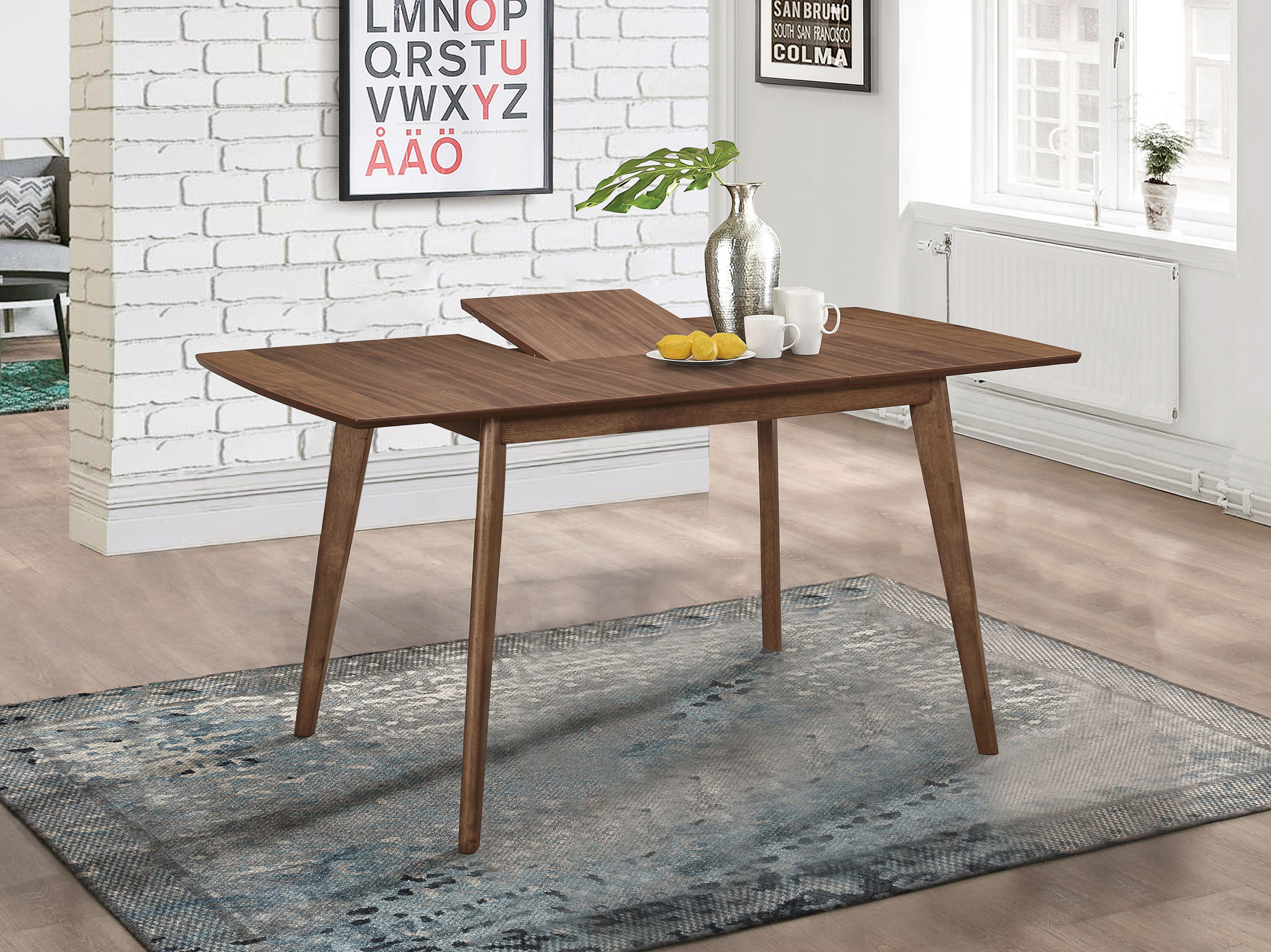 Alfredo 63-inch Extension Leaf Dining Table Natural Walnut — view 2