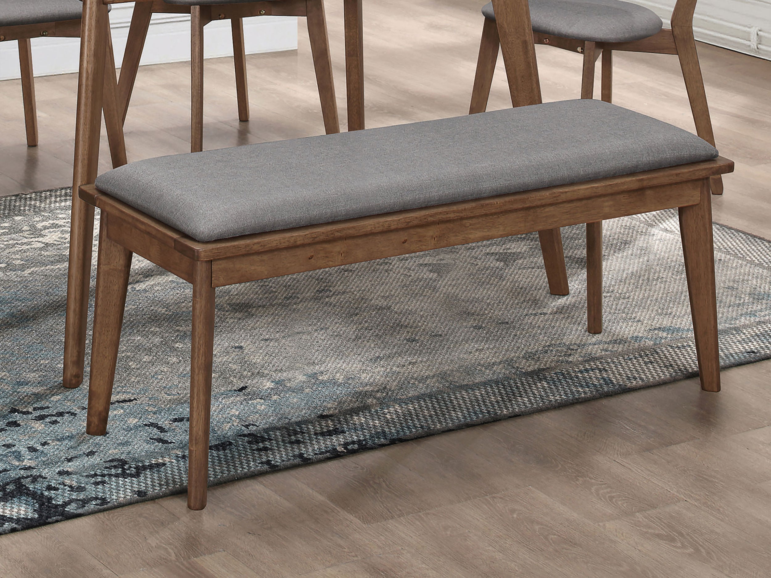 Alfredo Upholstered Dining Bench Grey and Natural Walnut — view 2