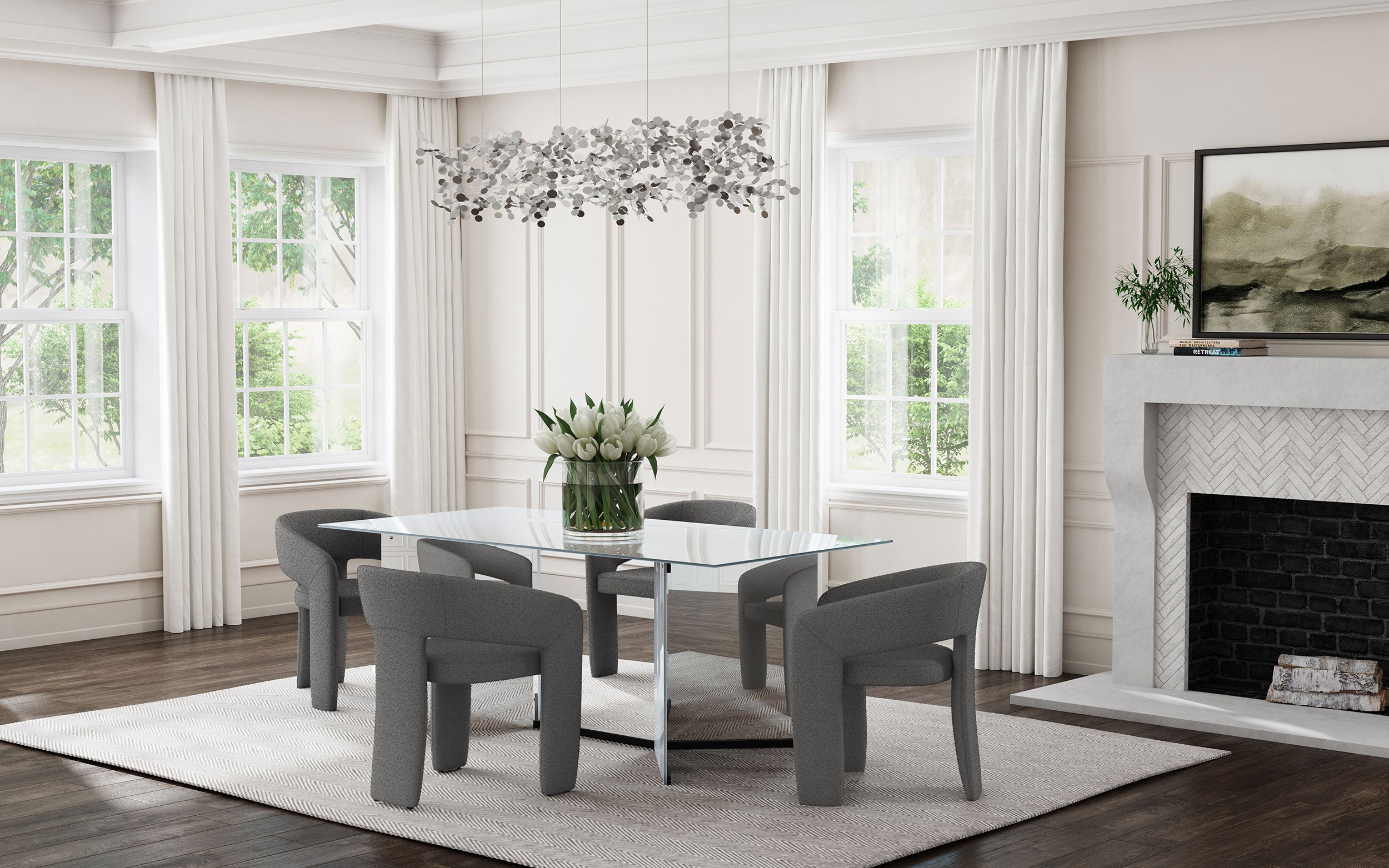 Emery 76-inch Rectangular Mirrored Dining Table Silver — view 14