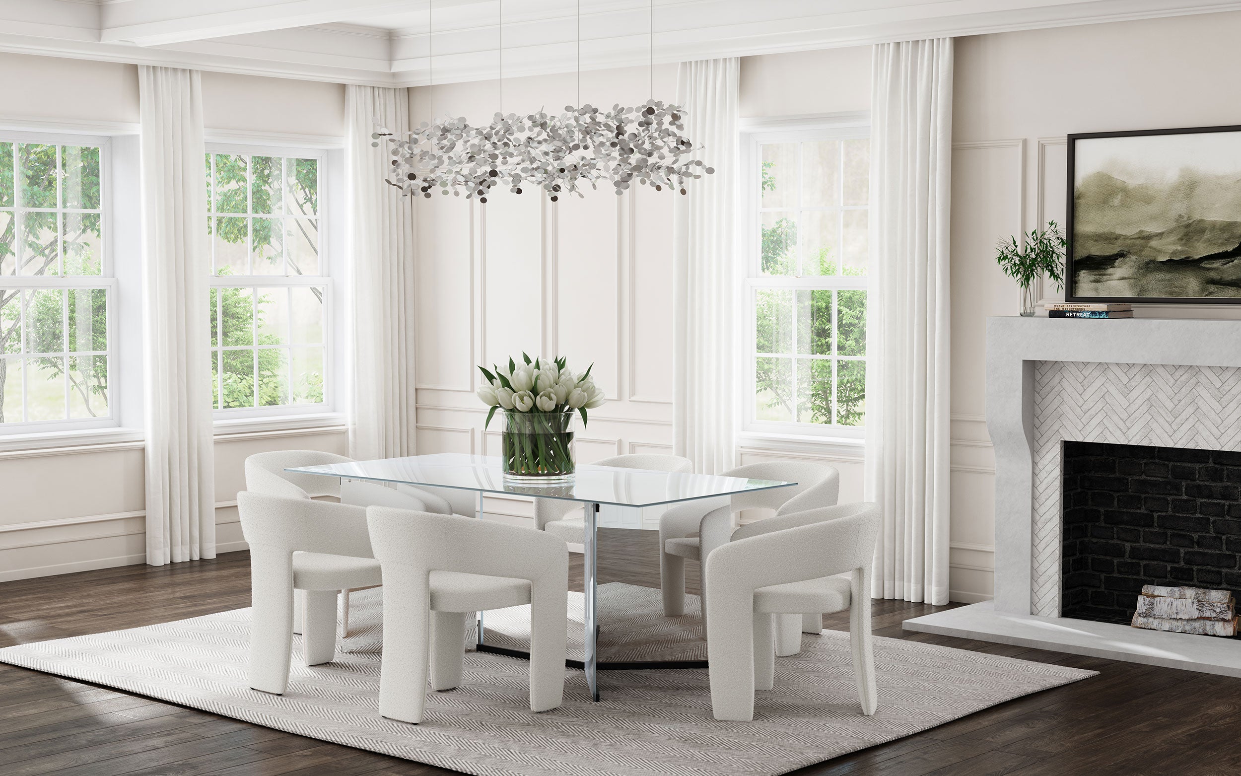 Emery 76-inch Rectangular Mirrored Dining Table Silver — view 15