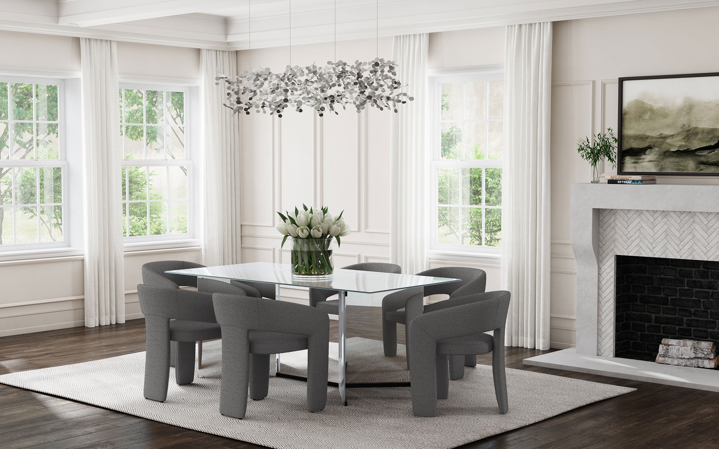 Emery 76-inch Rectangular Mirrored Dining Table Silver — view 16