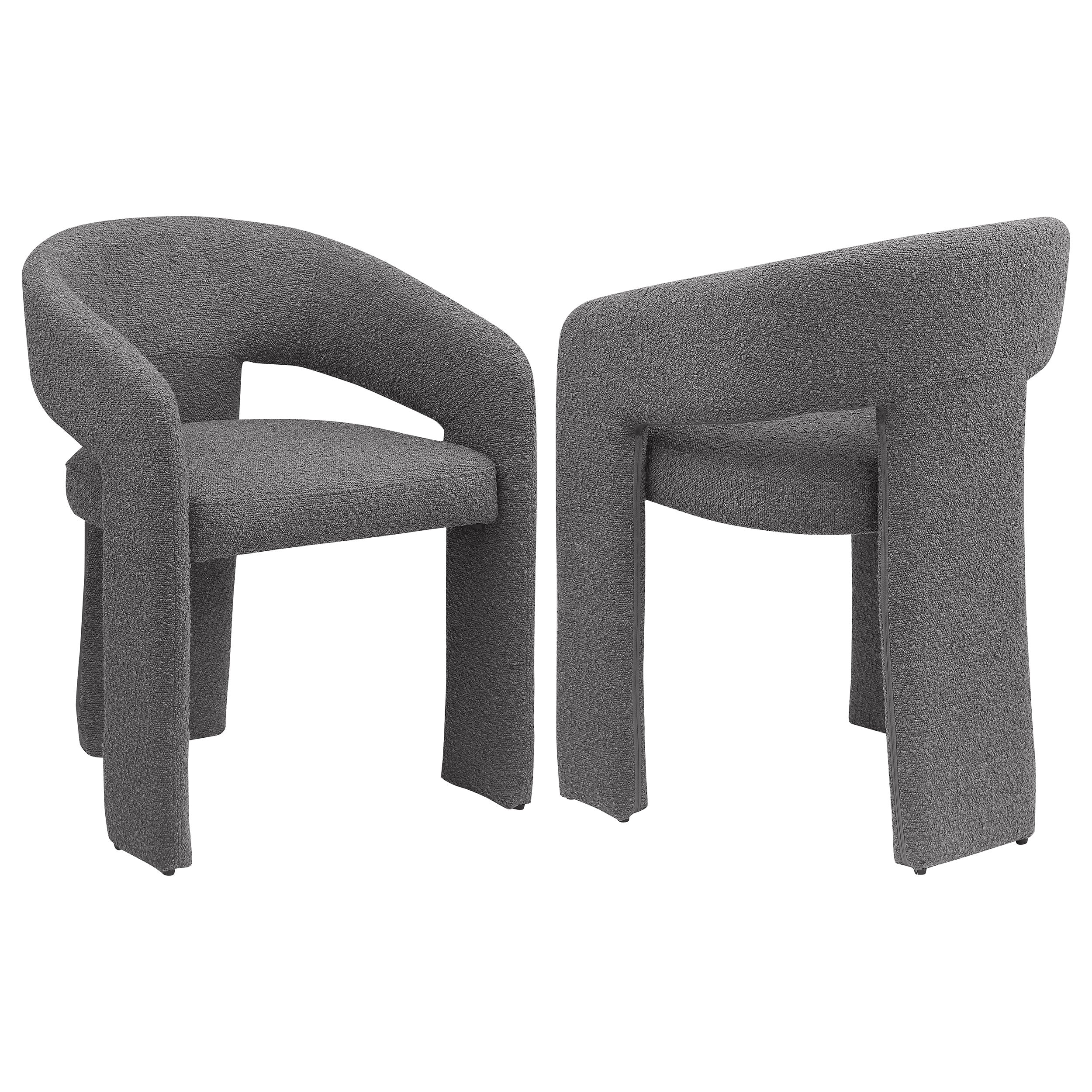 Eudora Boucle Upholstered Dining Arm Chair Grey (Set of 2) — view 1