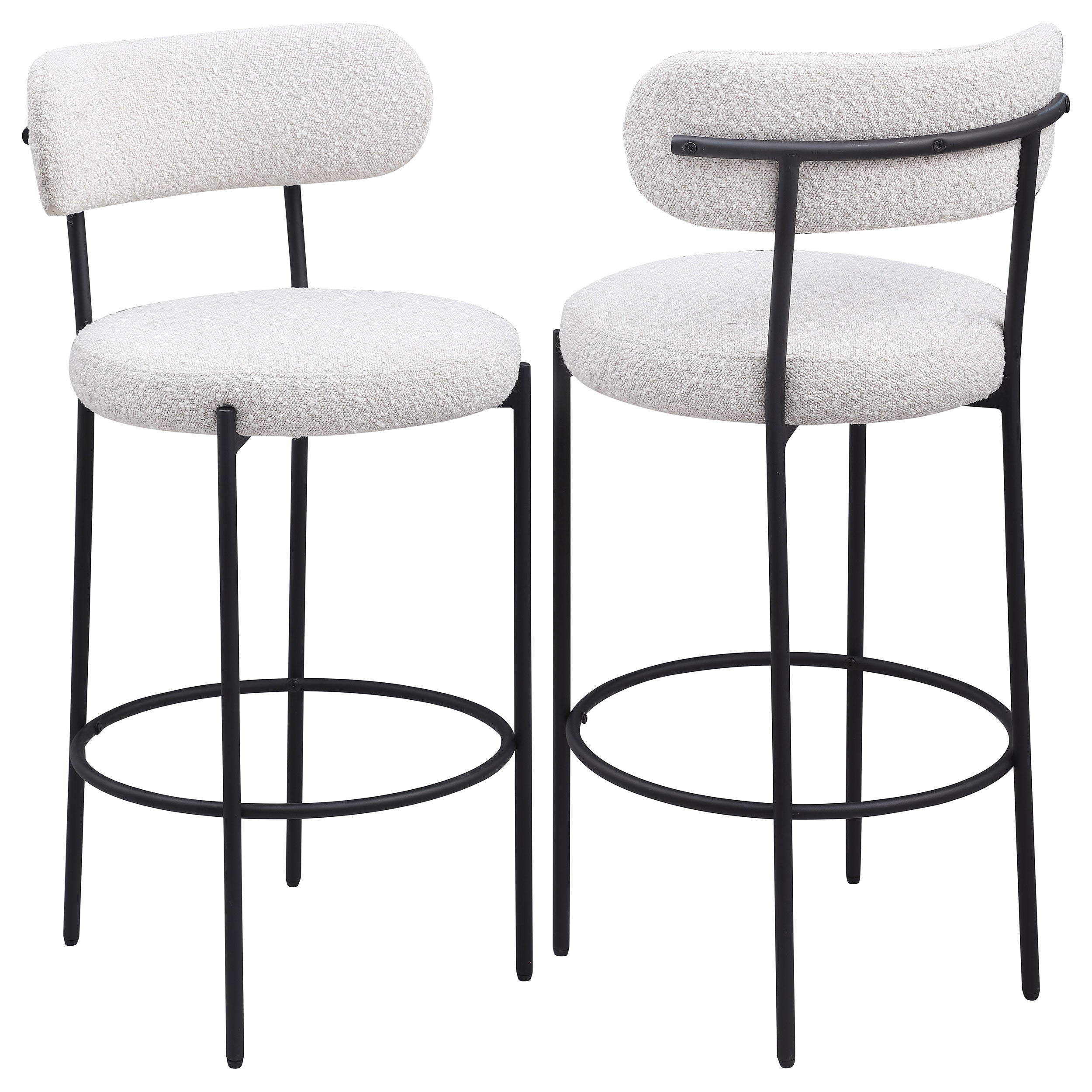 Viola Boucle Upholstered Bar Chair Cream (Set of 2) — view 1