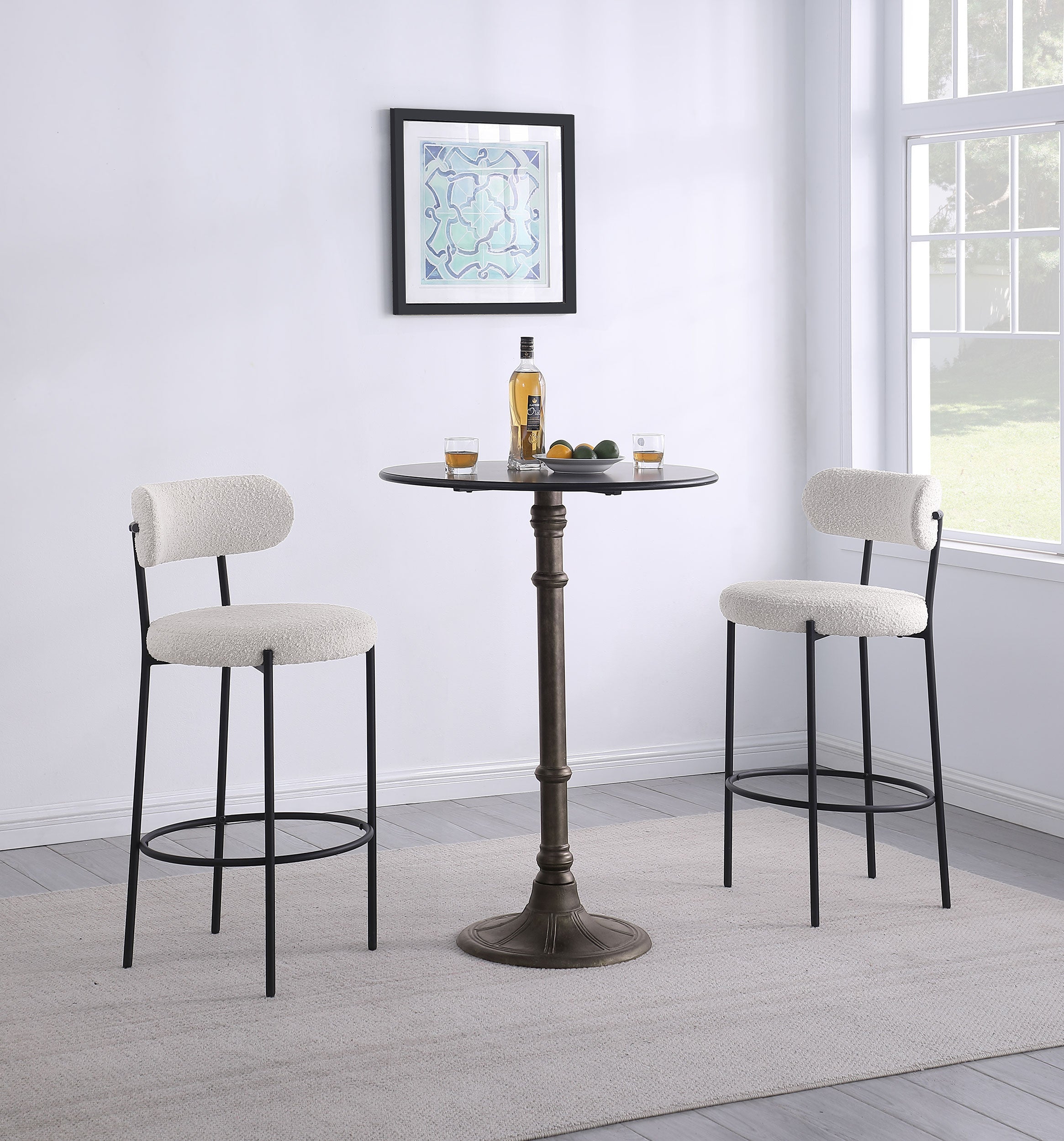 Viola Boucle Upholstered Bar Chair Cream (Set of 2) — view 12