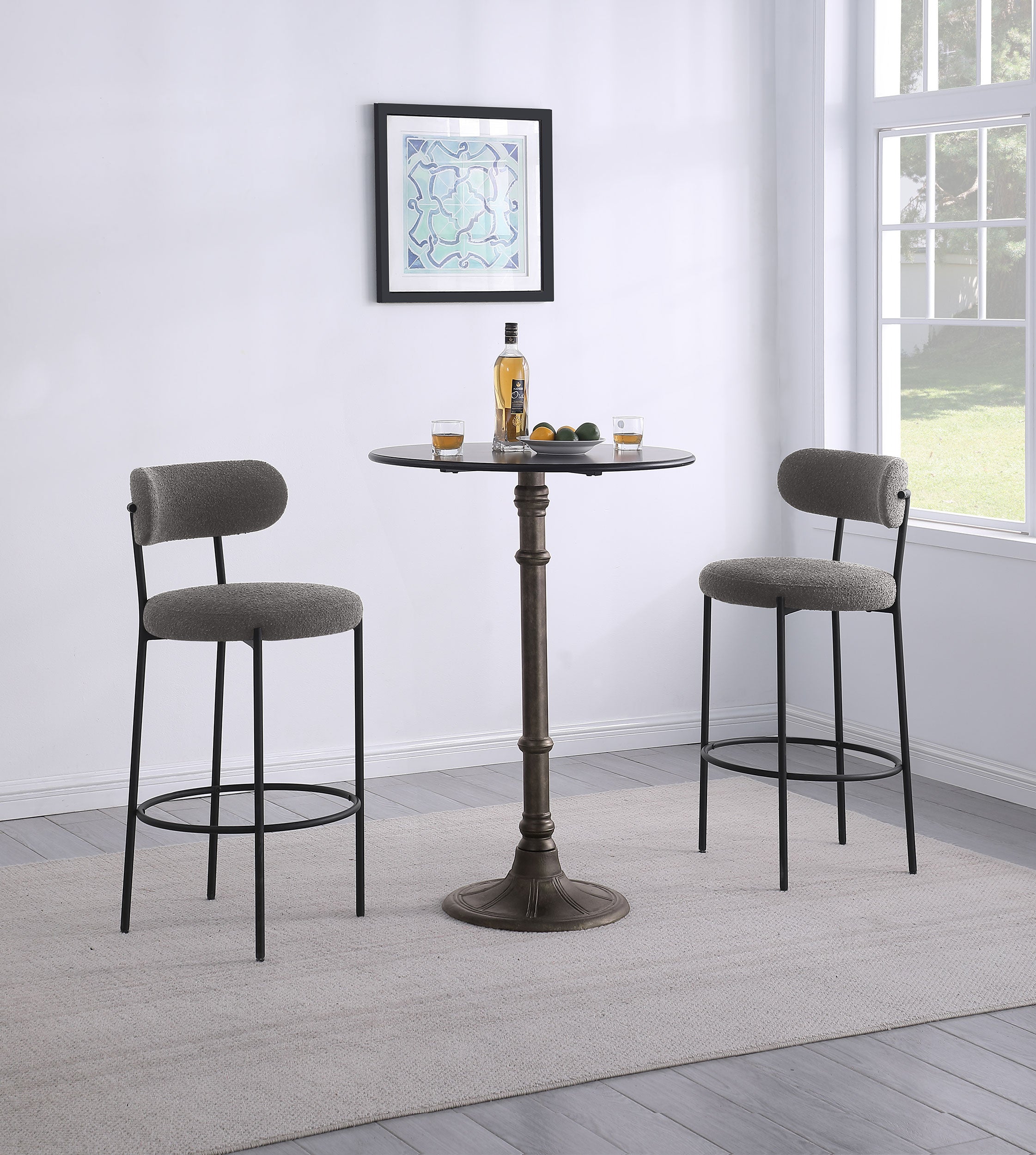 Viola Boucle Upholstered Bar Chair Grey (Set of 2) — view 12