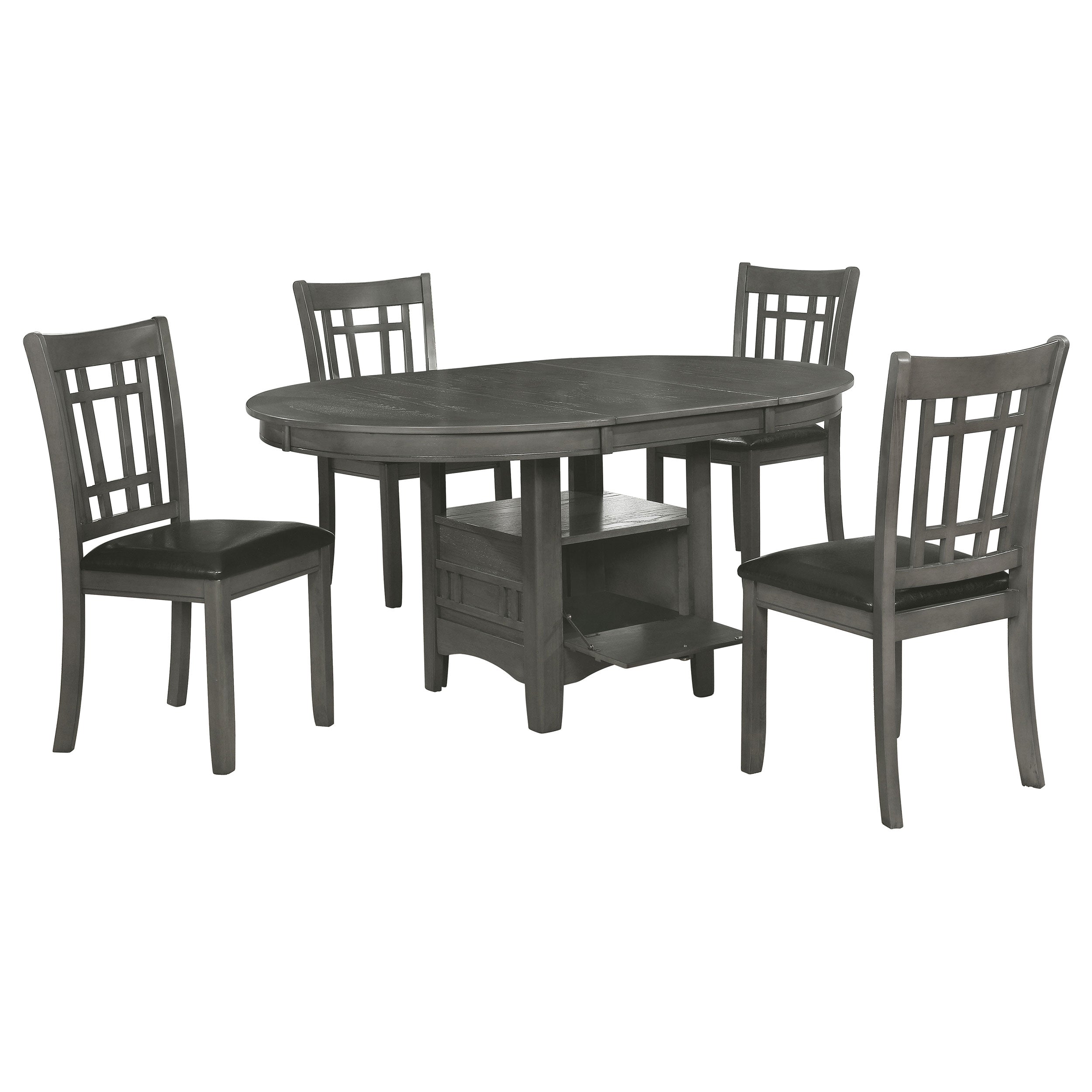 Lavon 5-piece Oval Extension Leaf Dining Set Medium Grey — view 2