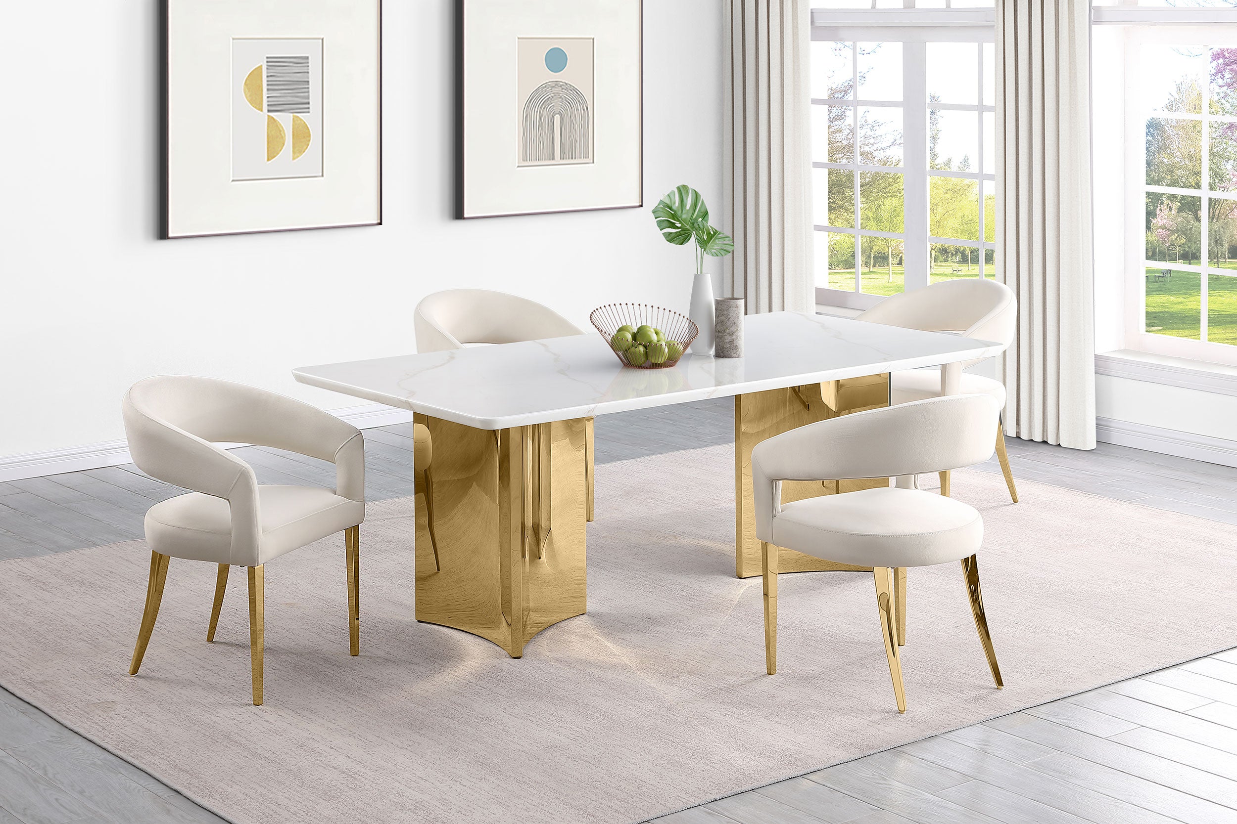 Tevlin Rectangular 79-inch Marble Top Dining Table White — view 9