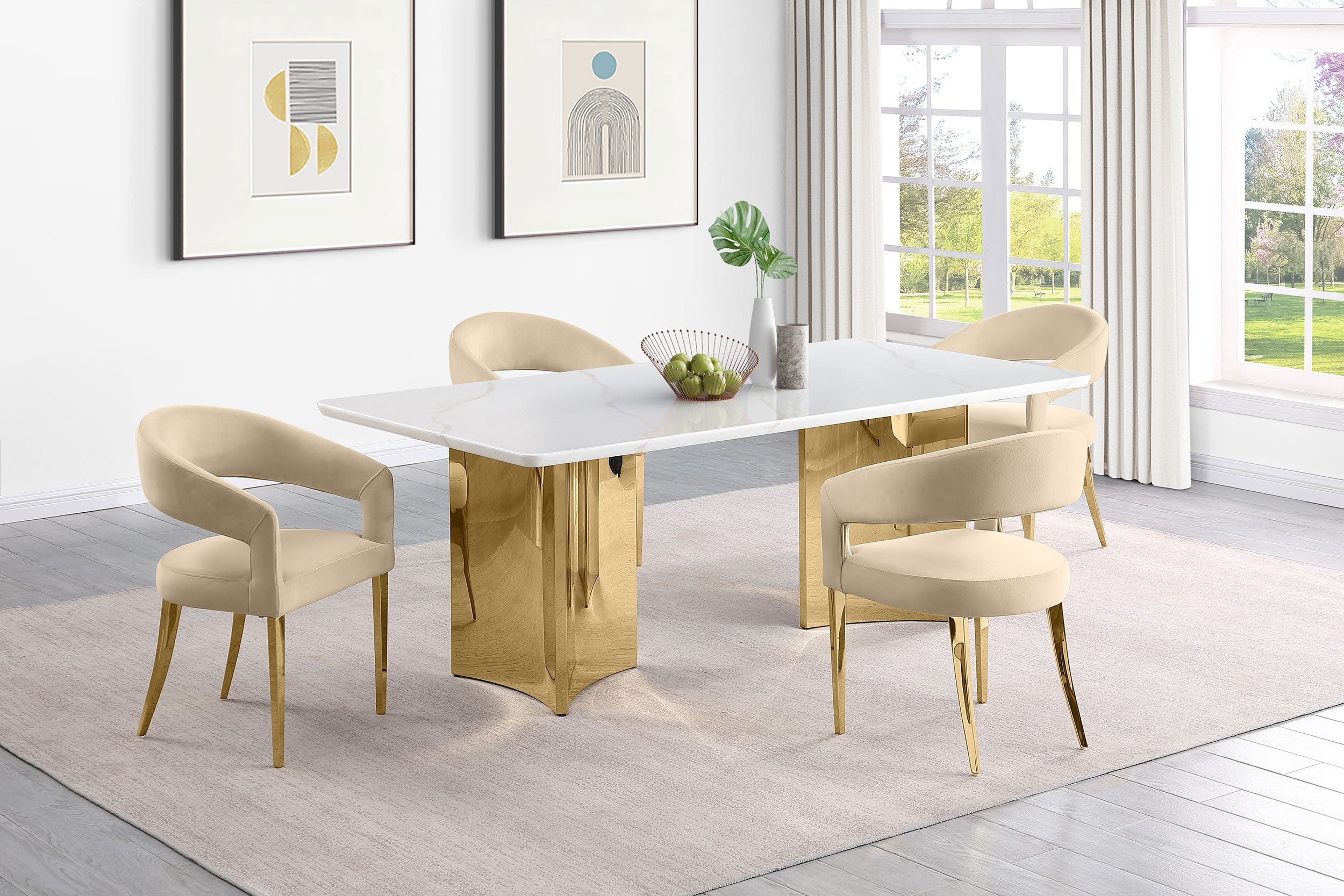 Tevlin Rectangular 79-inch Marble Top Dining Table White — view 11