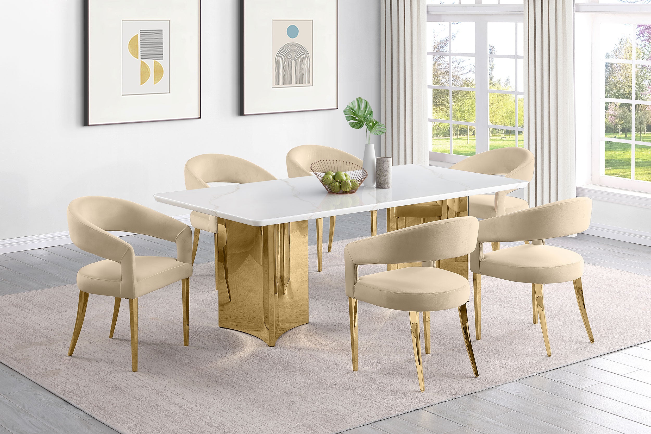 Tevlin Rectangular 79-inch Marble Top Dining Table White — view 12