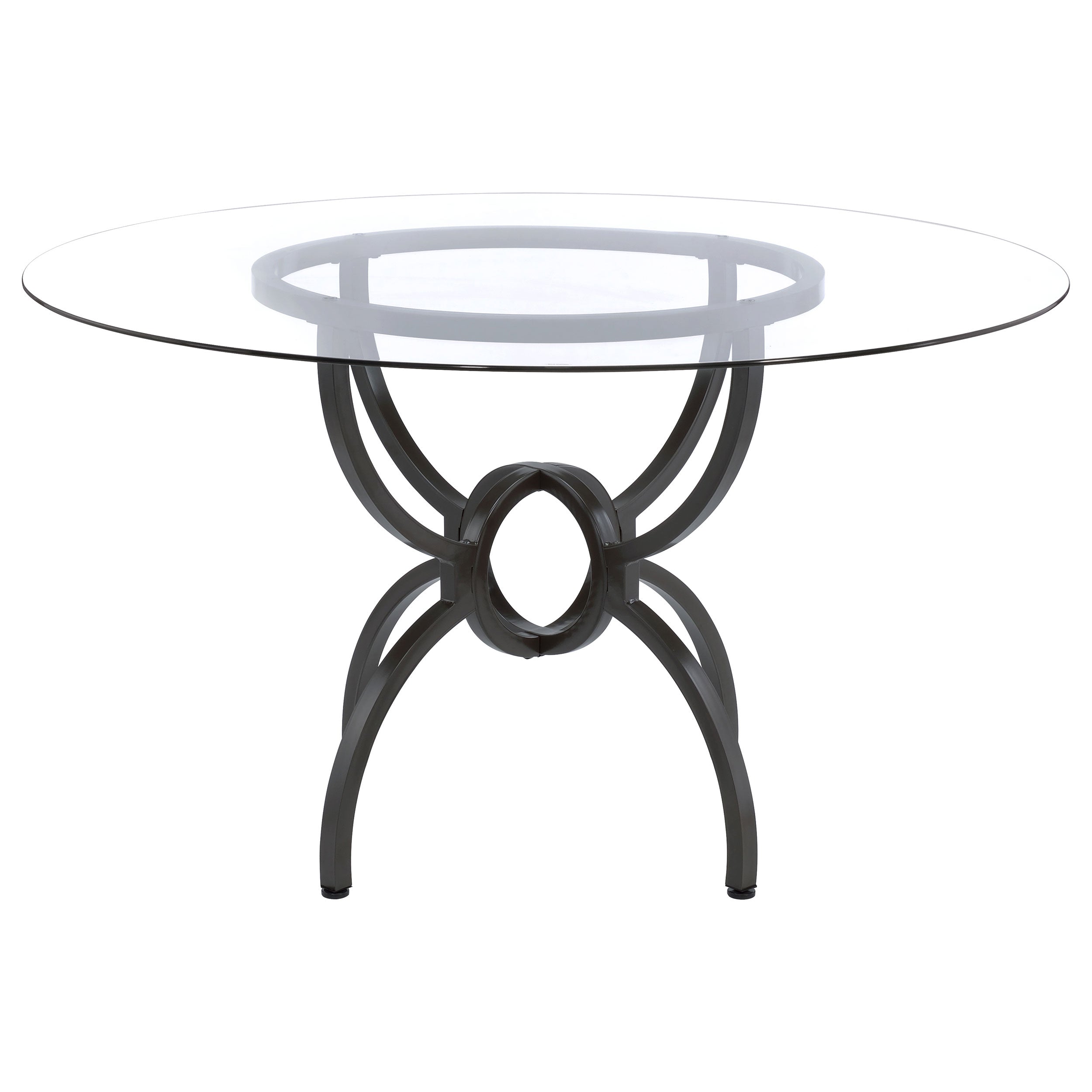 Aviano Round 48-inch Glass Top Metal Dining Table Gunmetal — view 3