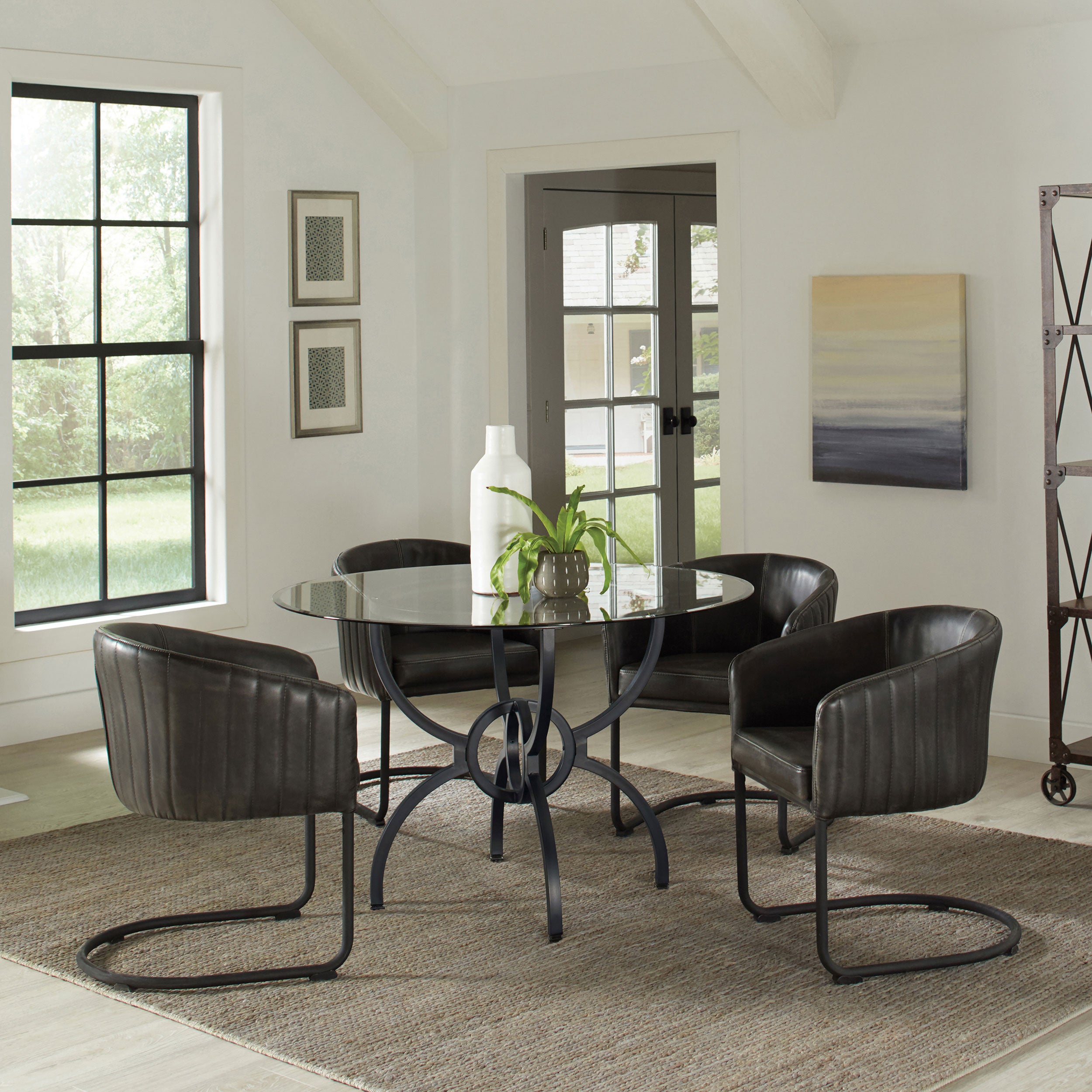 Aviano Round Metal Dining Table Base Gunmetal — view 8