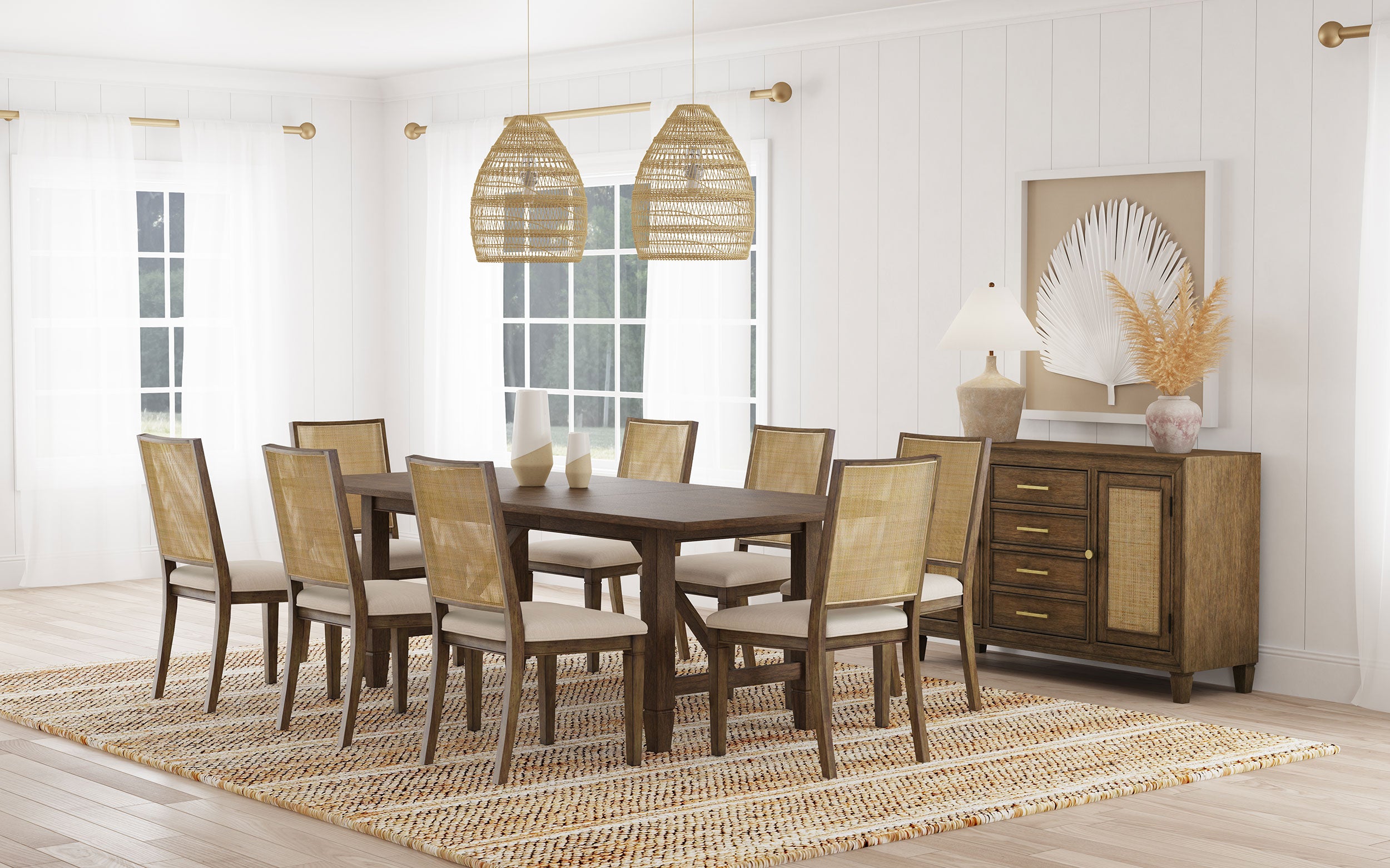 Matisse 9-piece Rectangular Dining Table Set Light Brown — view 1