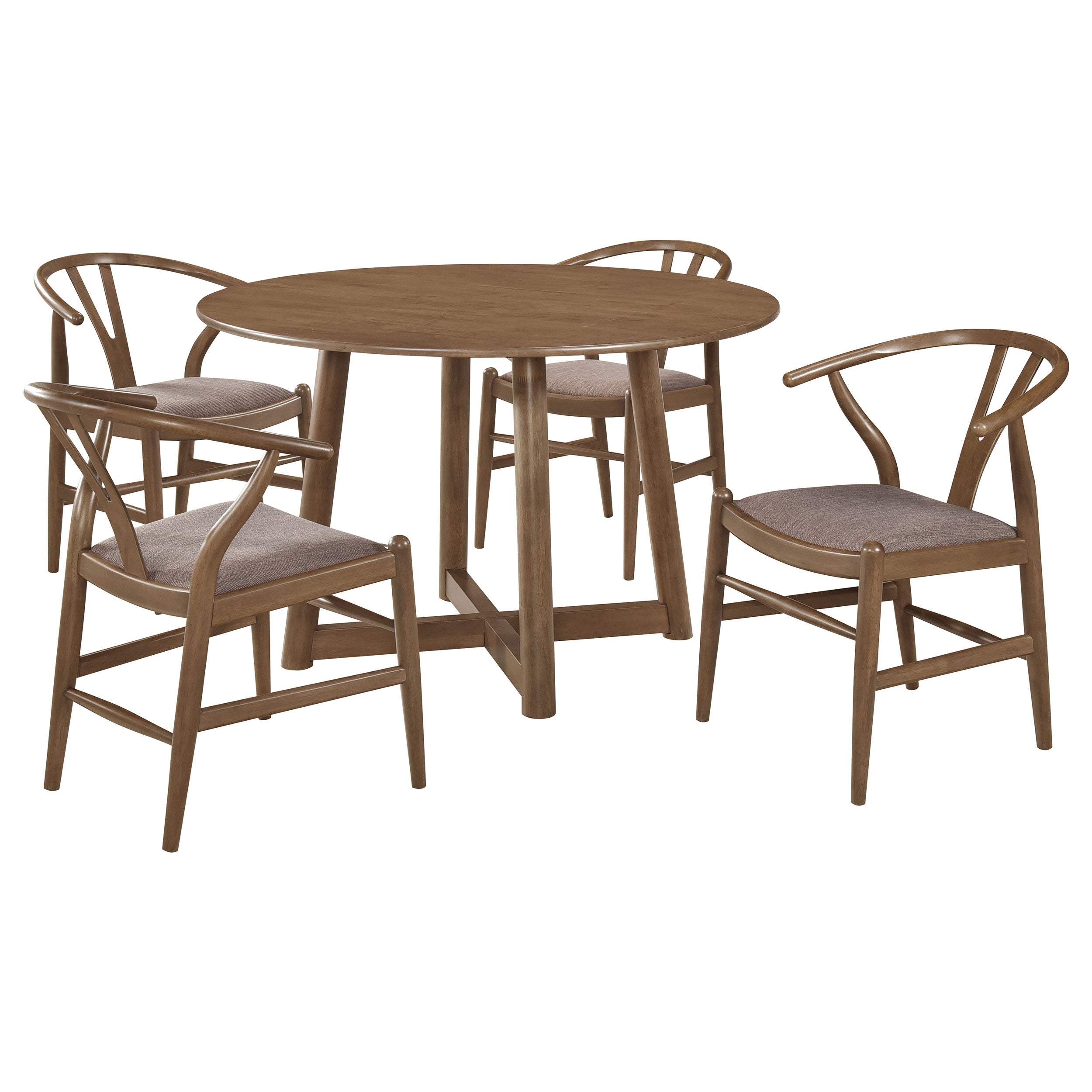Dinah 5-piece Round Solid Wood Dining Set Walnut — view 2